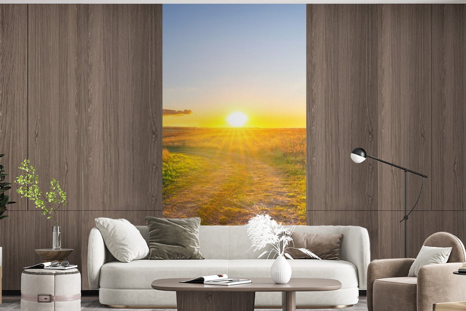 Landschaft, - Wohnzimmer Natur Vliestapete Schlafzimmer Sonne Matt, MuchoWow für Fototapete St), Fototapete bedruckt, Küche, (2 -