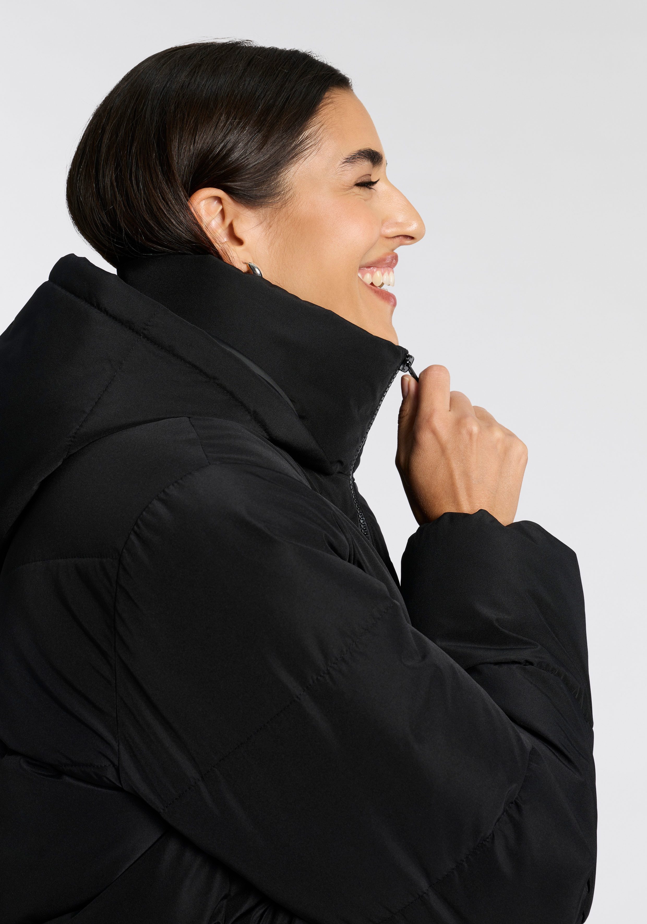 ONLY Steppjacke ONLCLARISA PUFFER HOOD JACKET CS OTW Kunstfaser, Steppware, Kapuze, elastische Bündchen