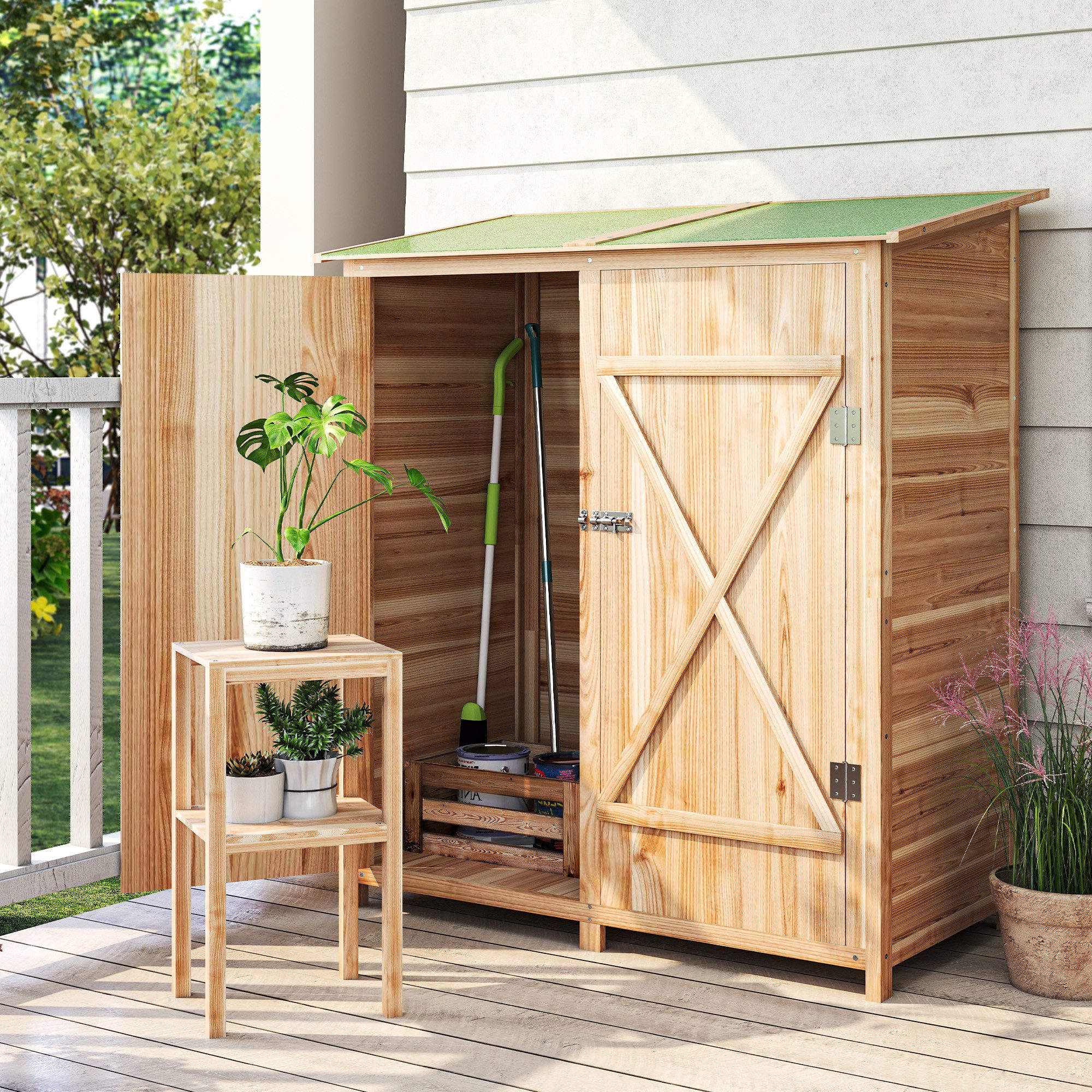 Outsunny Gerätehaus mit Doppeltüren, BxT: 140x75 cm, (Geräteschuppen, 1 St. günstig online kaufen