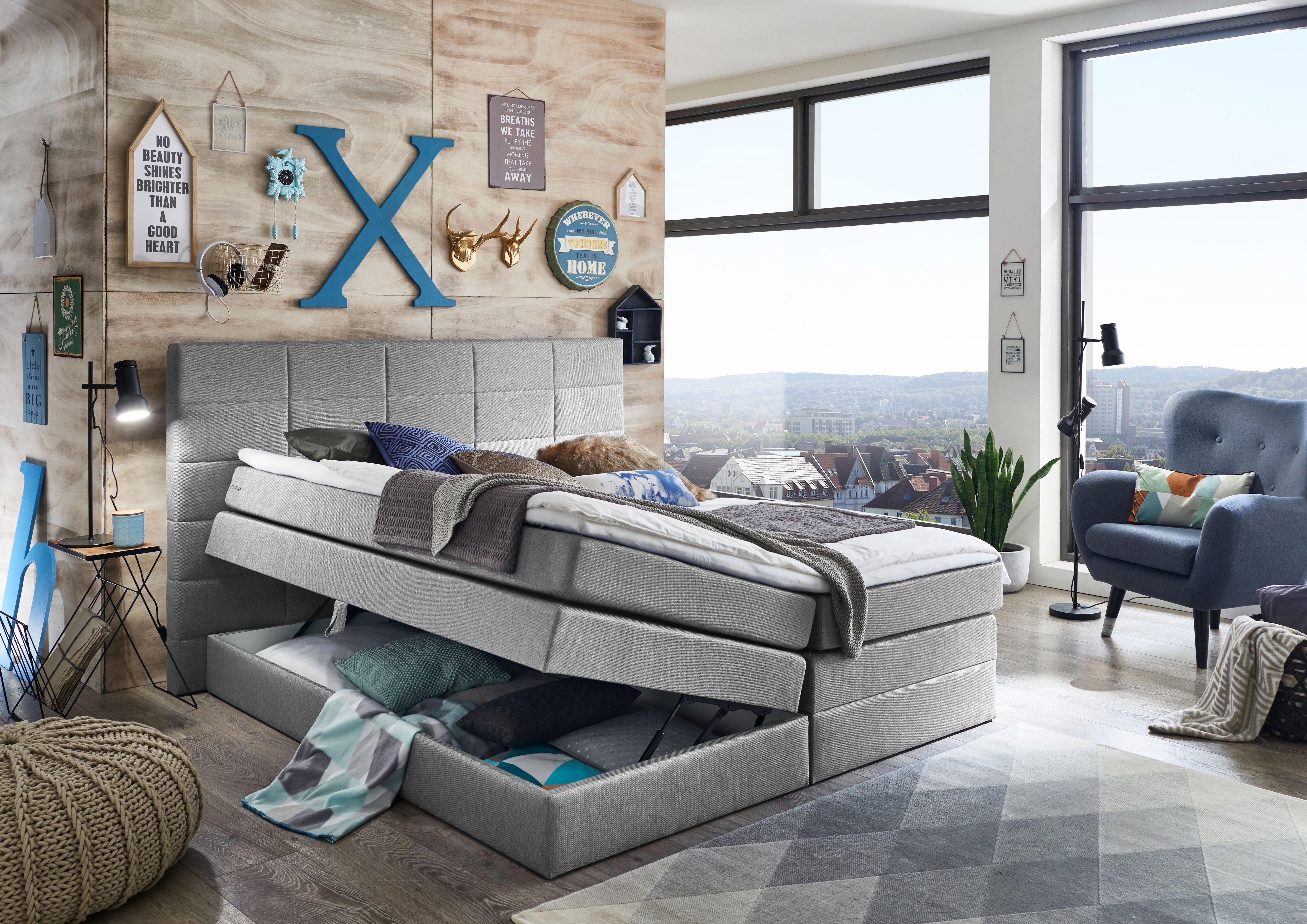 ATLANTIC home collection Boxspringbett Dakota, mit Bettkasten und Topper