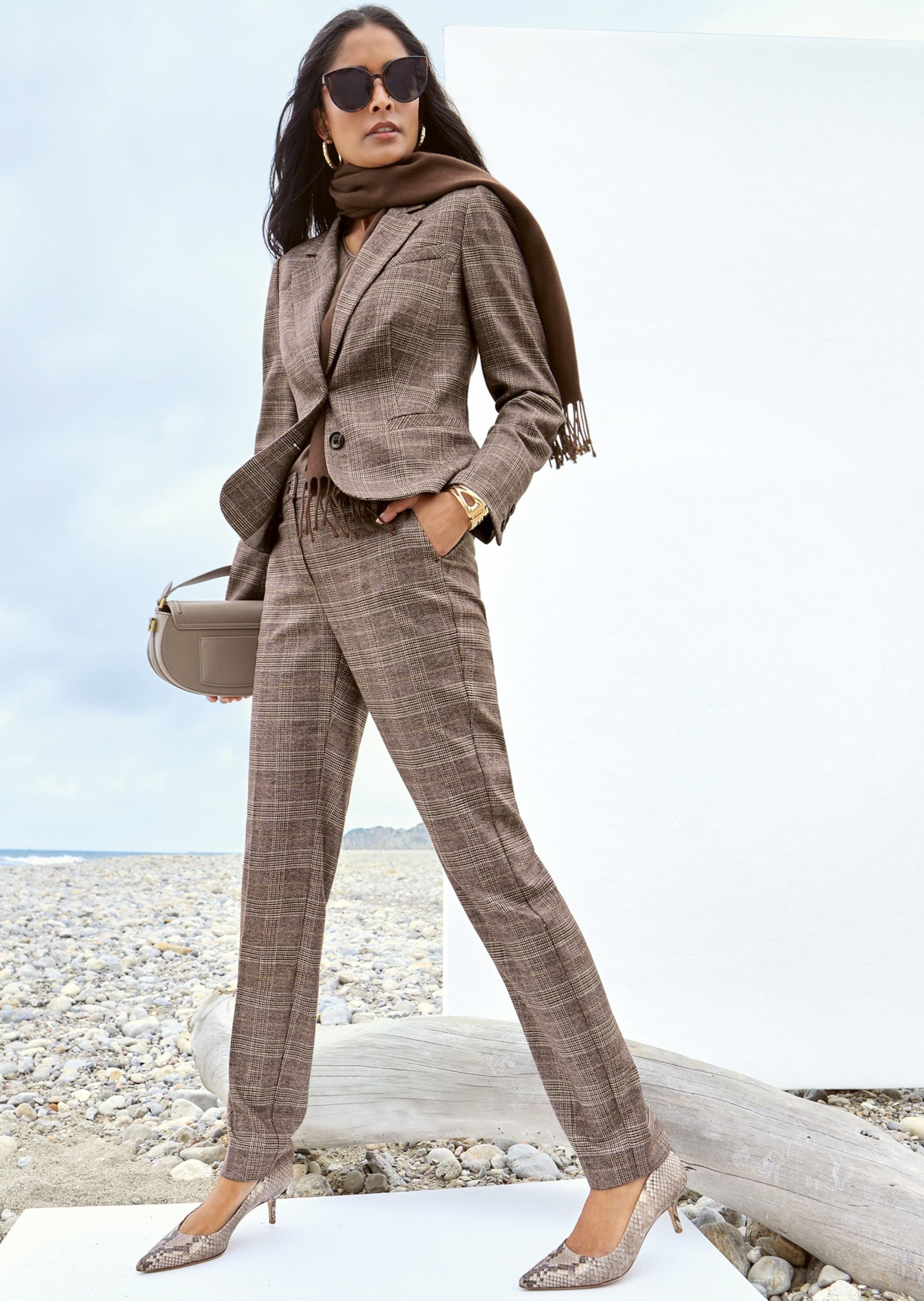 Stoffhose Glencheck-Hose mit Stretch