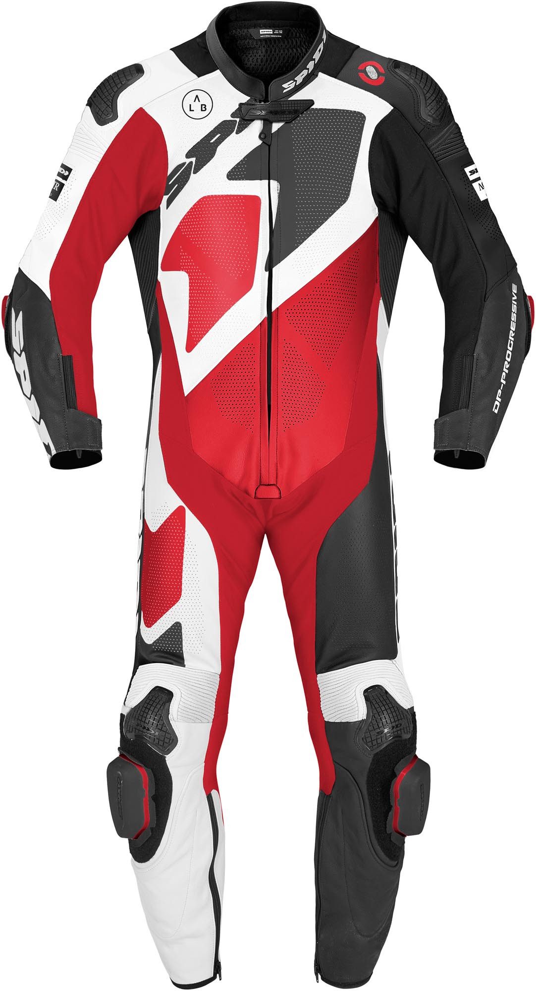SpiDi Motorradkombi Gran Premio Pro perforierte 1-Teiler Motorrad Lederkombi 2-Lagen-Laminat,Airbag vorbereitet,Ellenbogenprotektoren enthalte