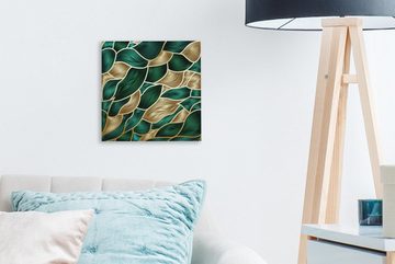 OneMillionCanvasses® Leinwandbild Abstrakter Hintergrund mit Gold und Grün, (1 St), Leinwand Bilder für Wohnzimmer Schlafzimmer