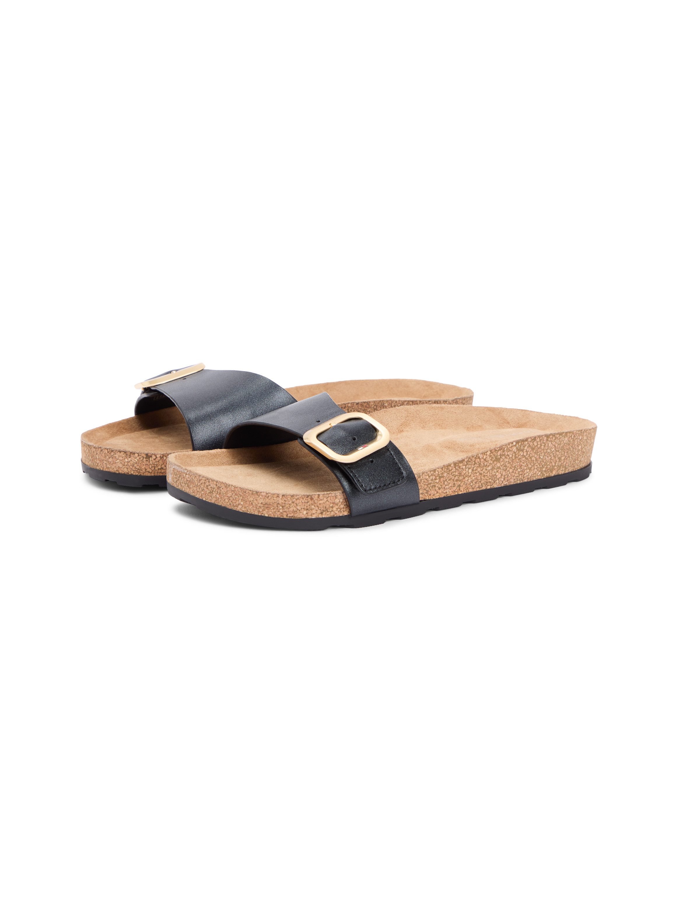 Tommy Hilfiger TH CLASSIC CORK SANDAL PEARL LTH Pantolette Strandschuh, Pool Slides, Flat mit Logoemblem