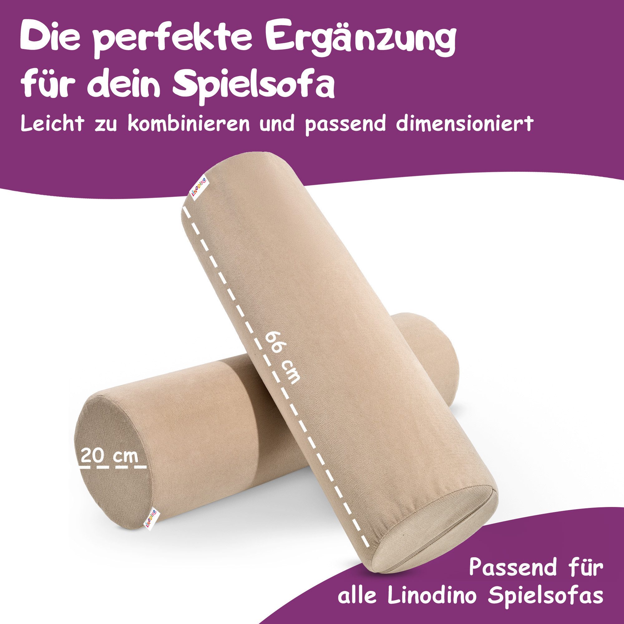 Linodino Kindersofa Kuschelrollen – kreatives Spielsofa Add-on Bauteil zur Erweiterung