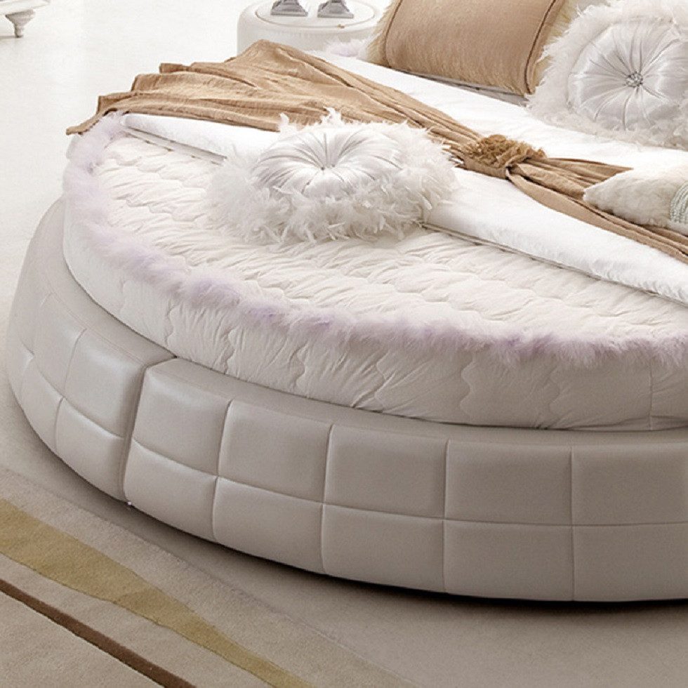 Xlmoebel Rundbett Luxuriöses Designer-Rundbett mit Leder- und Velvetbezug (Chesterfield Bett 4062292302268), Hergestellt in Europa