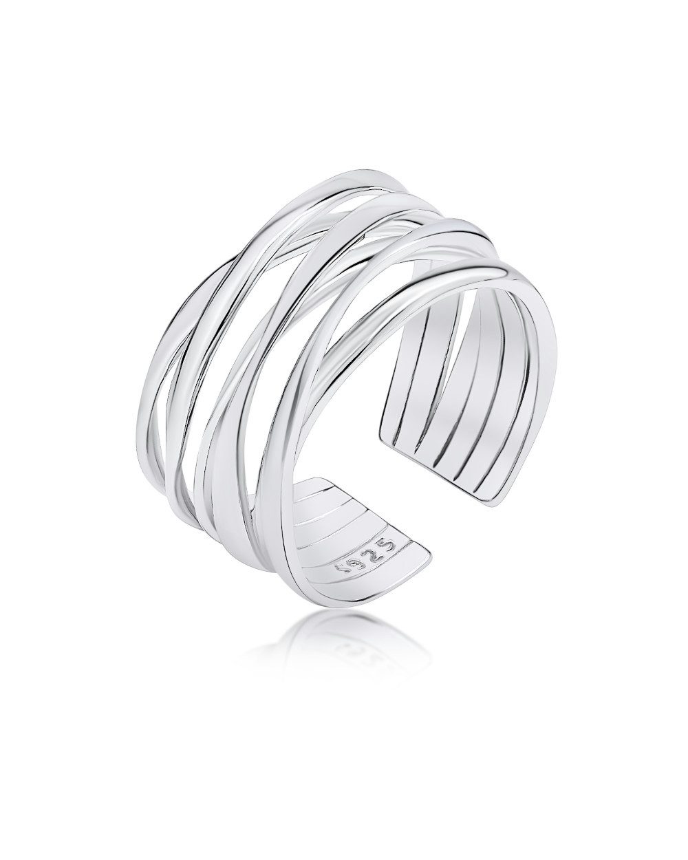 DANIEL CLIFFORD Silberring 'Jackie' Damen Ring Silber 925, Silberring größenverstellbar (inkl. Verpackung), Statementring aus hochwertigem S925 Sterlingsilber