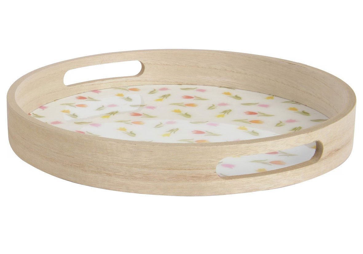Kaemingk Dekofigur Decoris Tablett Ø 30 x 4 cm weiß-bunt