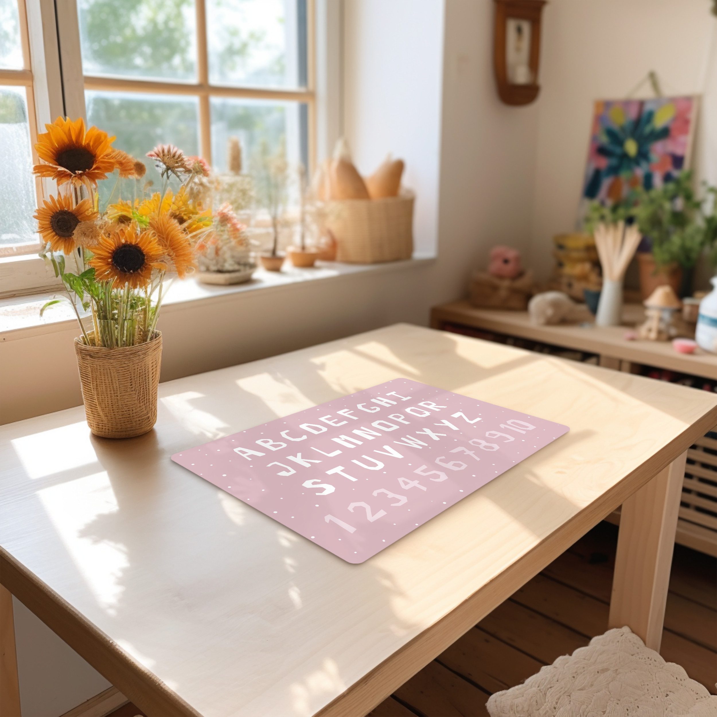 MuchoWow Platzset Alphabet - Rosa - Zahlen - Kind, (1-St), Kinder-Arbeitsunterlage Schreibtisch, Bastelmatte Kind, Zeichenmatte – Bild 4 von 5