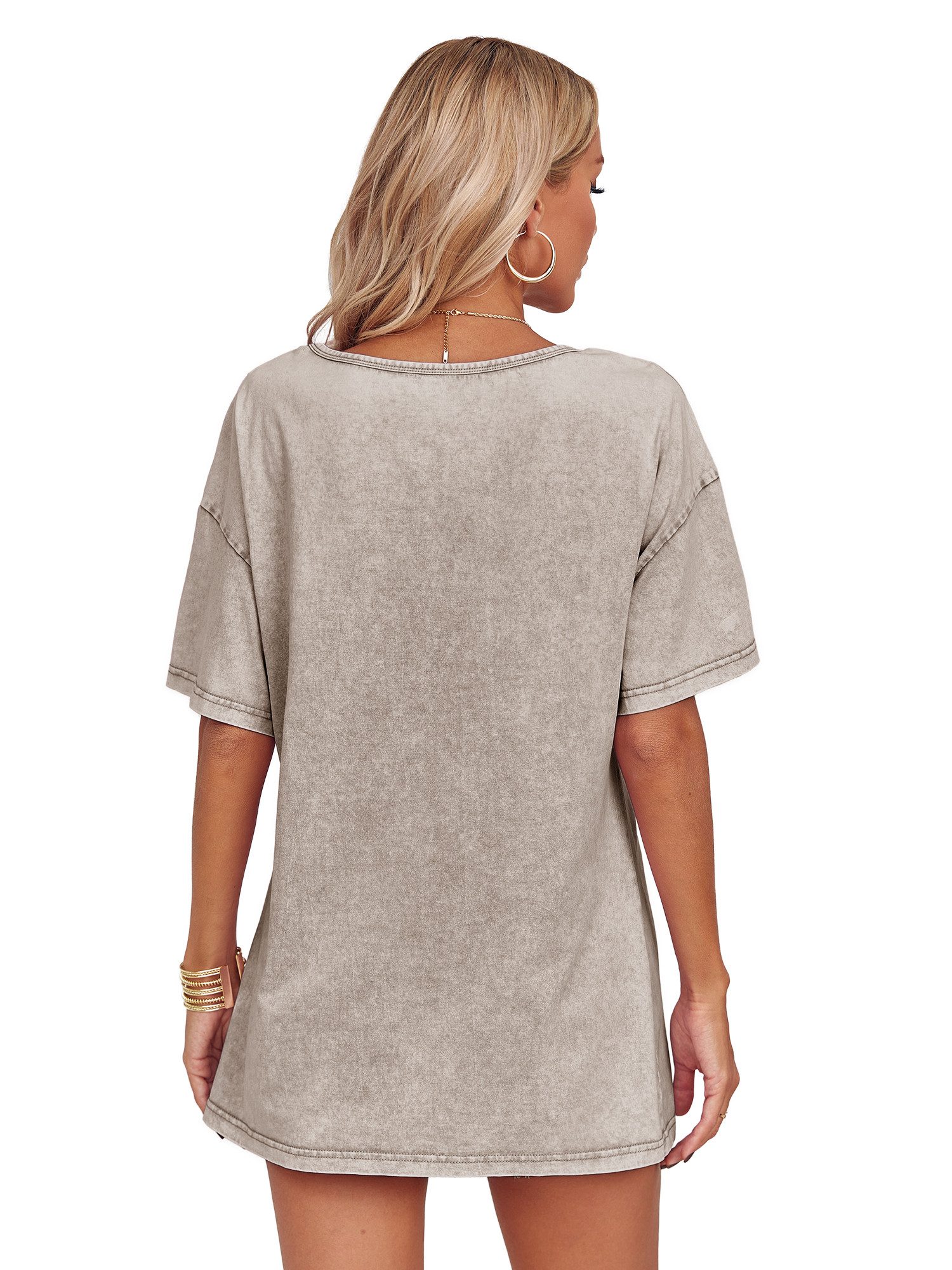 Imily Bela T-Shirt Damen Oversized Basic Kurzarmtop (Packung, 1-tlg., 1per-Pack) aus Baumwolle