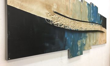WandbilderXXL XXL-Wandbild Sand Wave 210 x 80 cm, Abstraktes Gemälde, handgemaltes Unikat