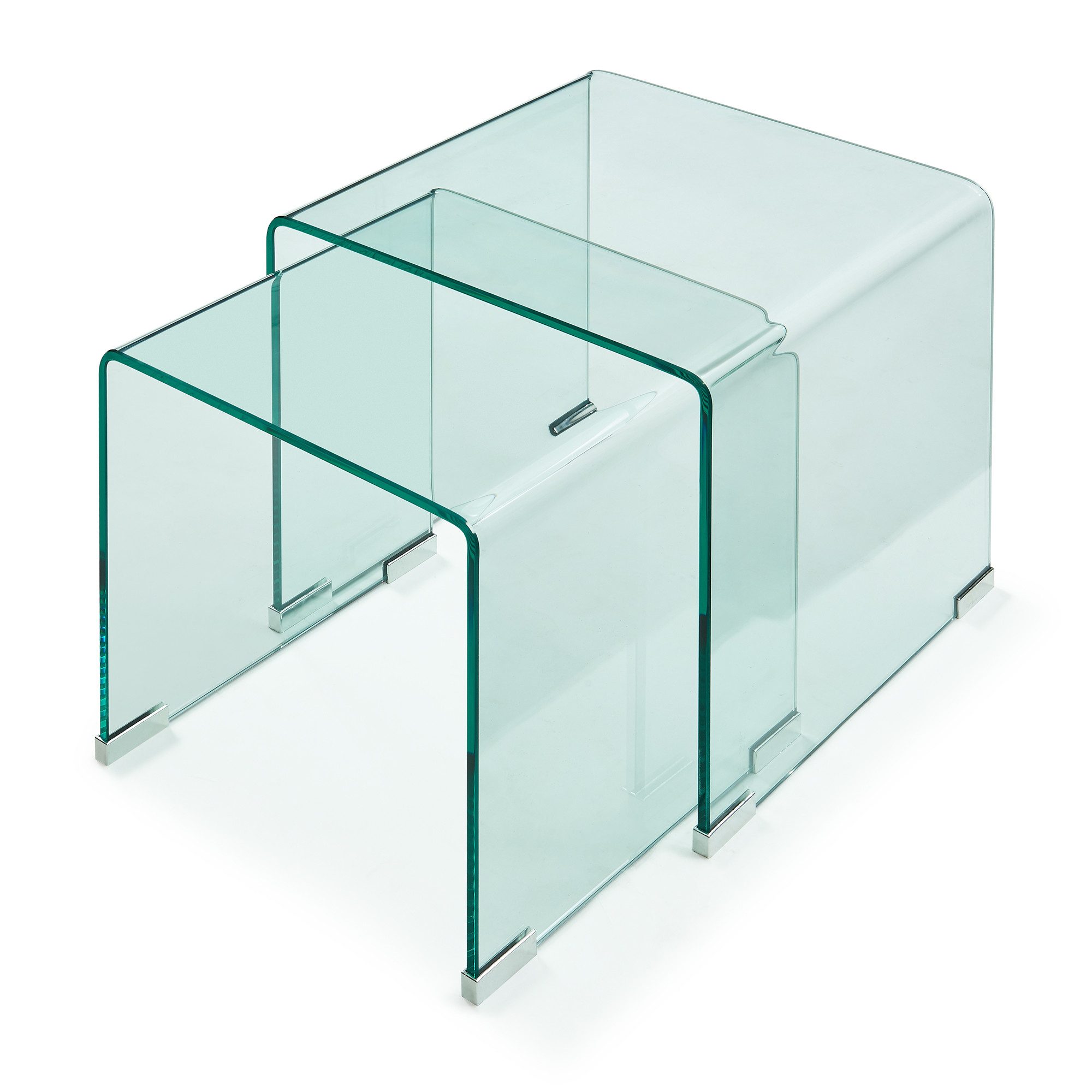 en.casa Satztisch, »Kariengem« 2-tlg. Couchtisch-Set Glastischen Transparent