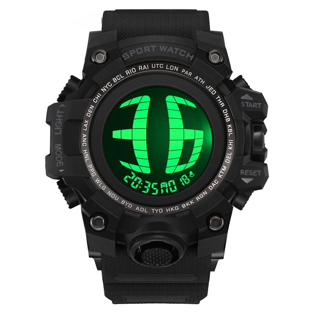 Forrlite Chronograph Chronograph, Digitaluhr Digital Armbanduhr für Jugendliche,Sportuhr, (große Gesicht, LED Armbanduhr für Männer mit Wecker/Doppelzeit/Stoppuhr/12/24H, schwarz, Geschenkset, männergeschenke), Quarzuhr,Armbanduhr,Herrenuhr,Digitaluhr,bis 50bar,TPU-Armband