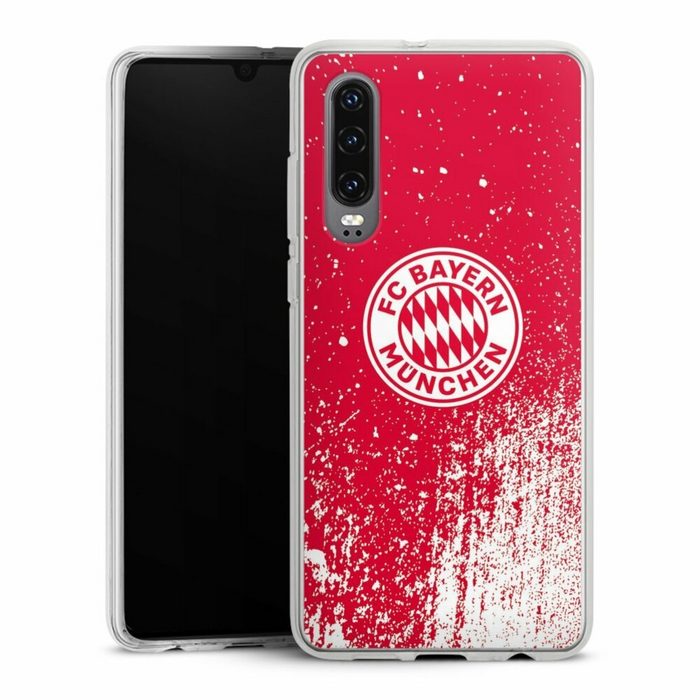 DeinDesign Handyhülle FC Bayern München Offizielles Lizenzprodukt FCB Splatter Rot - FCB Huawei P30 Silikon Hülle Bumper Case Handy Schutzhülle