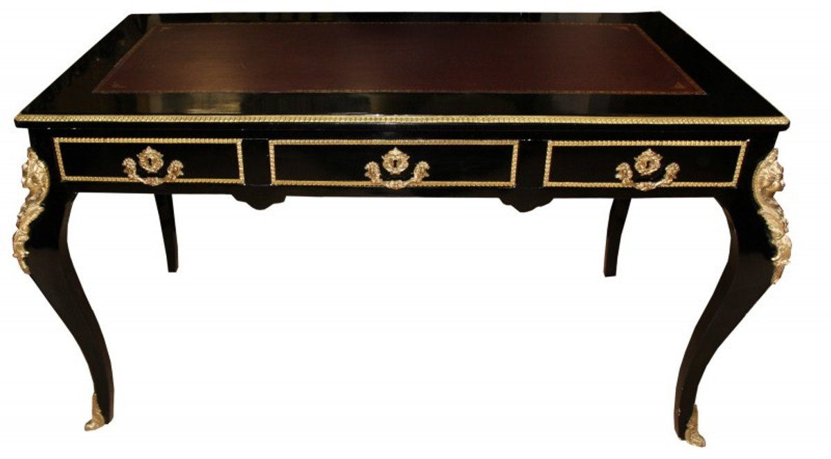 Casa Schwarz Sekretär Luxus Schreibtisch Gold/ Möbel- Stil Luxus Schreibtisch Padrino Barock Antik Bordeaux /