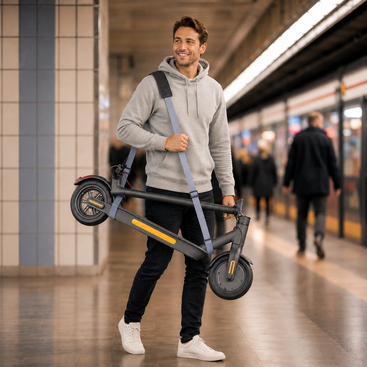 LANCO Automotive Tragegurt Universal Tragegurt für E-Scooter, E-Roller, Ski, Kinderbuggy, Bis 40kg Traglast, max. 180cm, verstellbar, leicht