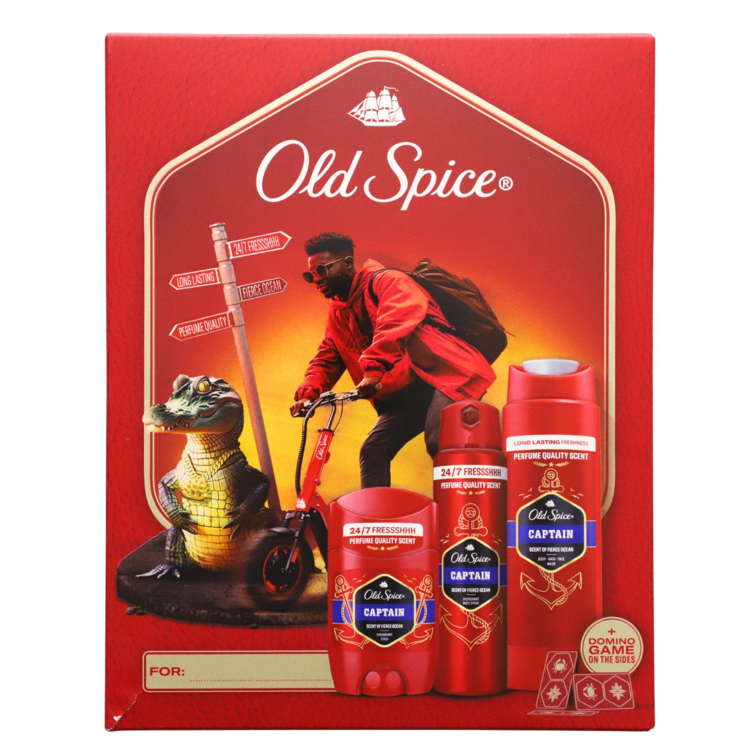 Old Spice Pflege-Geschenkset Old Spice Captain Deostick 50ml Deospray 150ml Duschgel 250ml