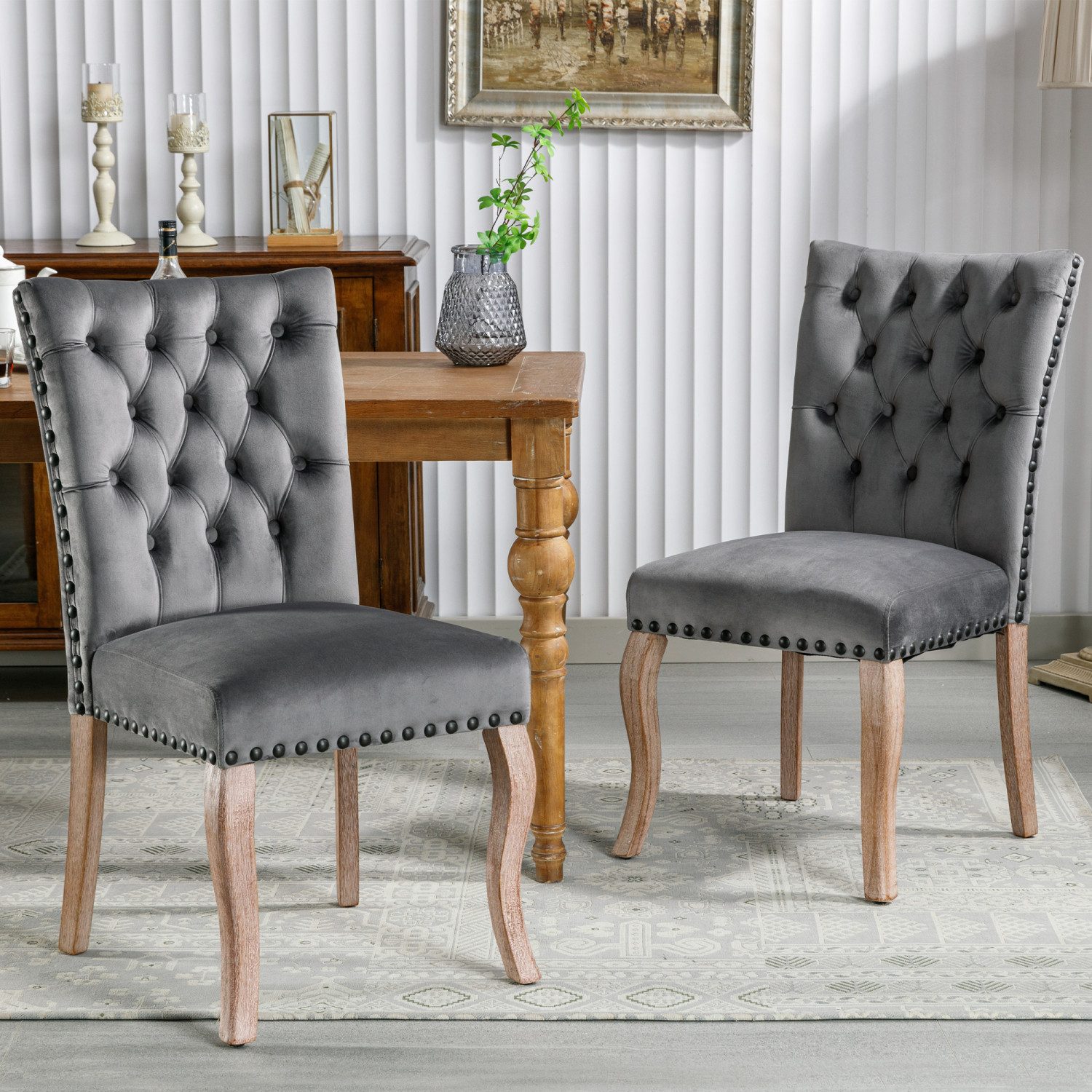 Flieks Esszimmerstuhl (Set, 2 St), 2er Set Polsterstühle Küchenstühle Samt günstig online kaufen