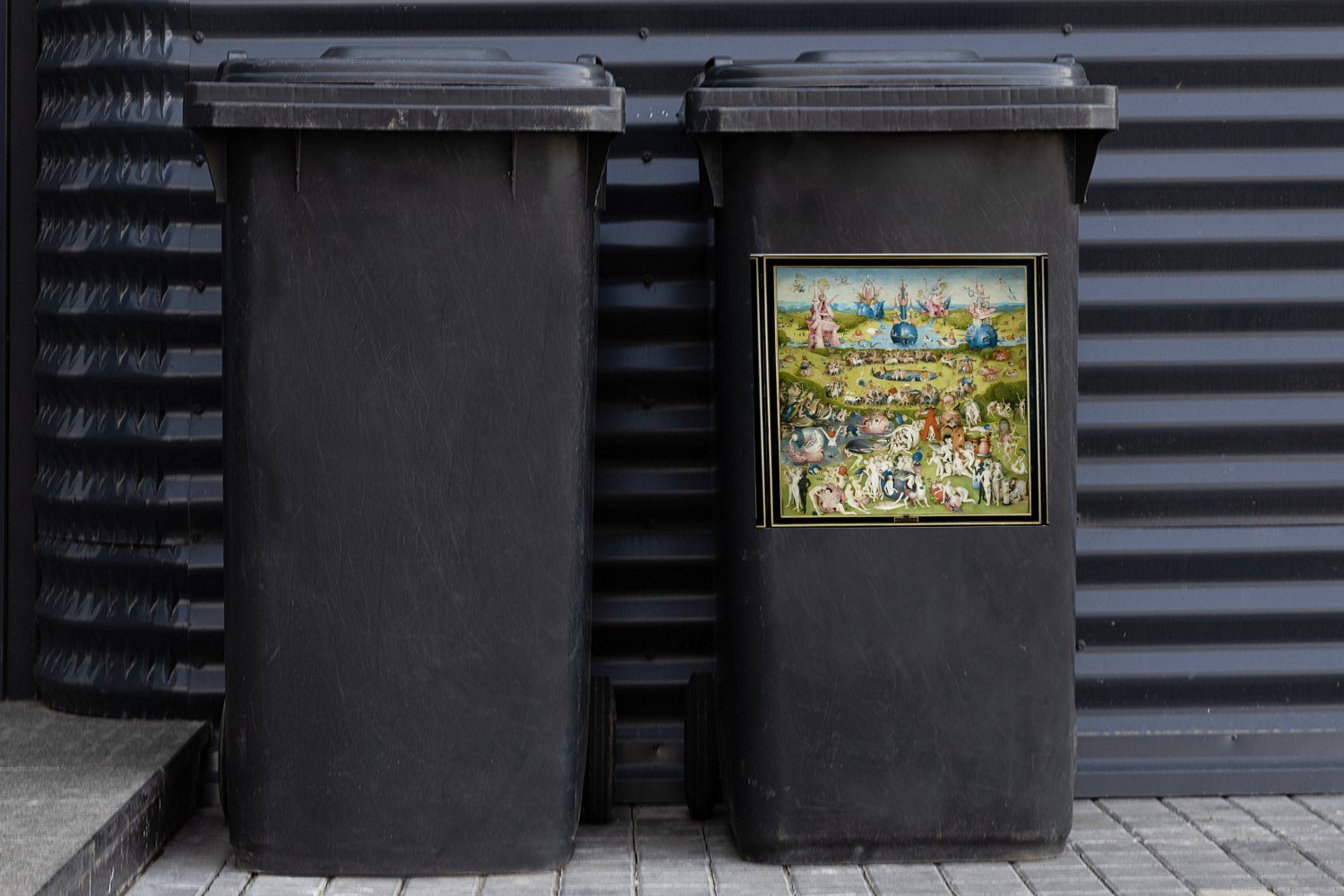 MuchoWow Wandsticker Mülltonne, Sticker, Container, Mülleimer-aufkleber, Lüste Garten (1 der Bosch Hieronymus Abfalbehälter von - Gemälde St)