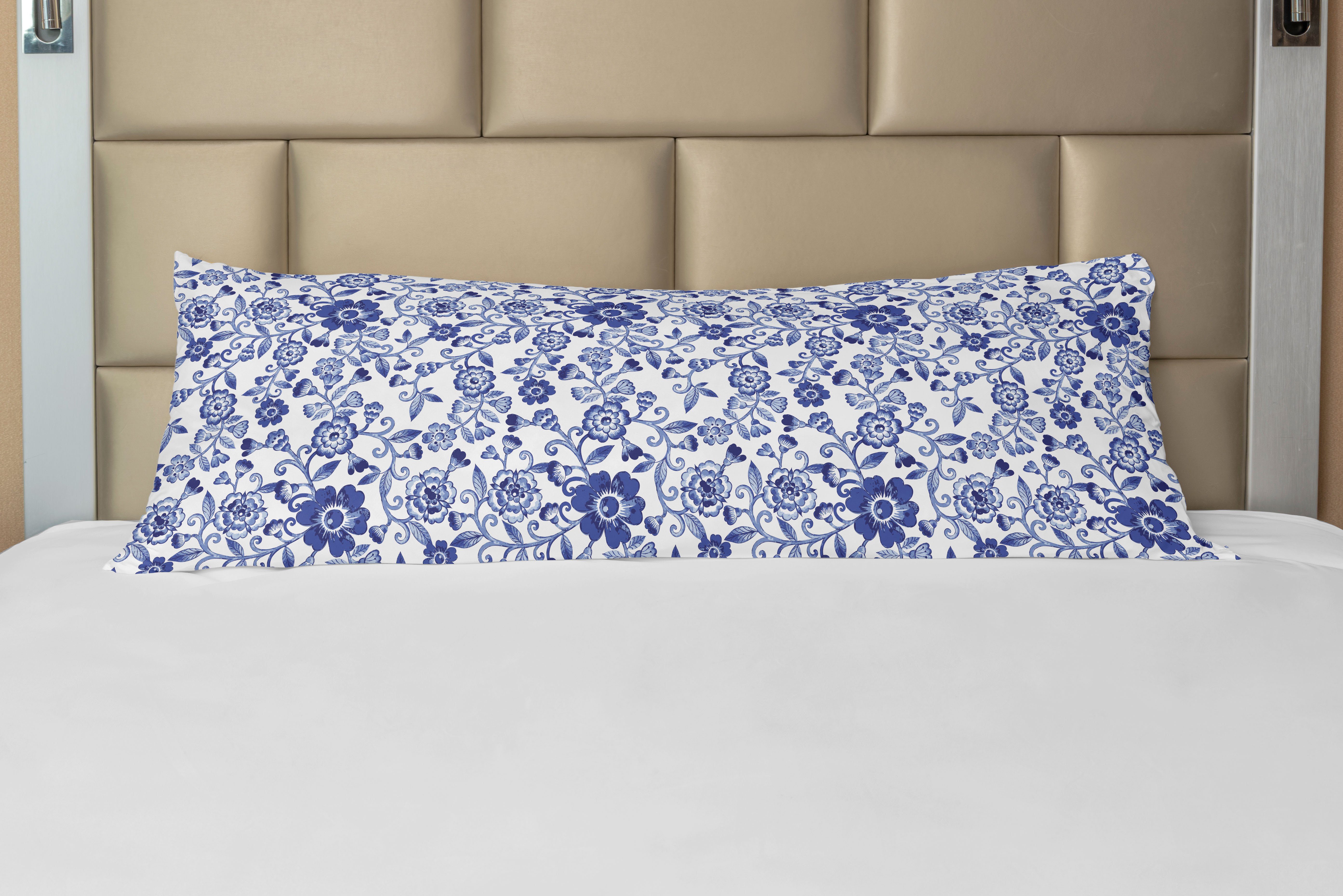 Seitenschläferkissenbezug Blumen Kissenbezug, Deko-Akzent Vibrierende Langer Abakuhaus, blaue Aquarell