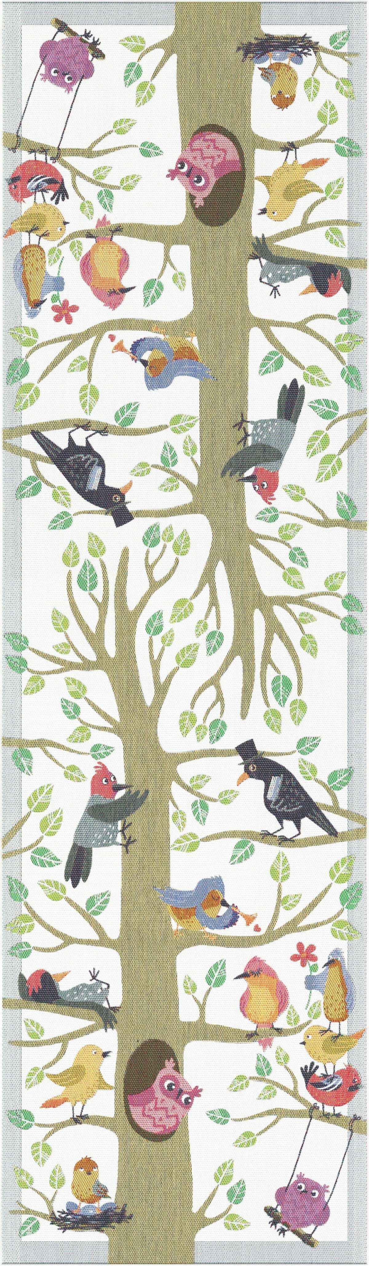 EKELUND MASTER WEAVERS 1692 Tischläufer Vårfåglar 35x120 cm, Pixel gewebt (6-farbig)