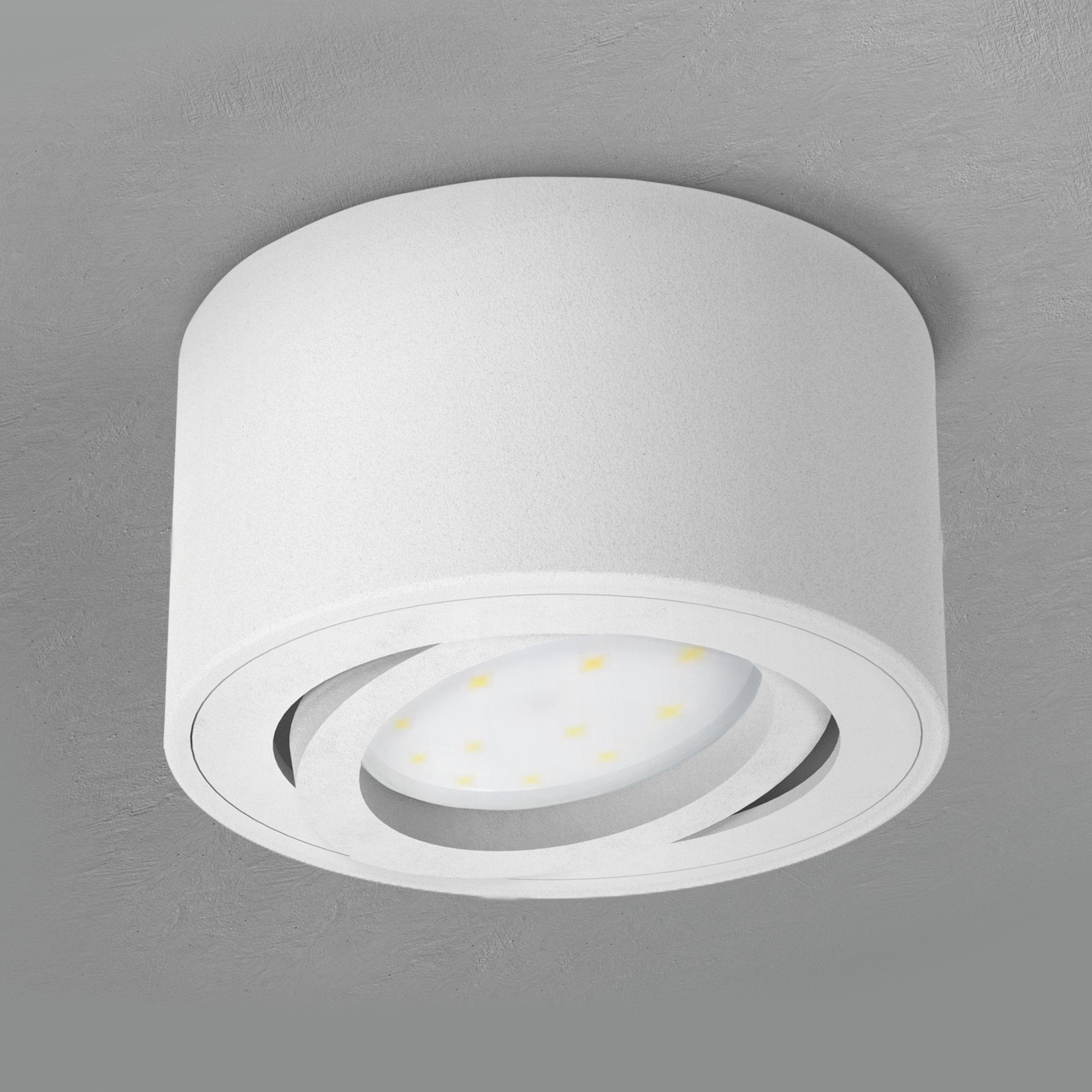 SSC-LUXon LED Aufbaustrahler CELI-1WM Decken Aufbauleuchte flach & schwenkbar in weiss mit LED, Neutralweiß