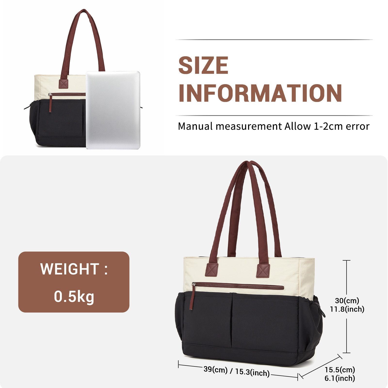 Miss Lulu Handtasche Wasserdichte Handtasche mit Laptopfach 15,6 Zoll & 10 Fächern