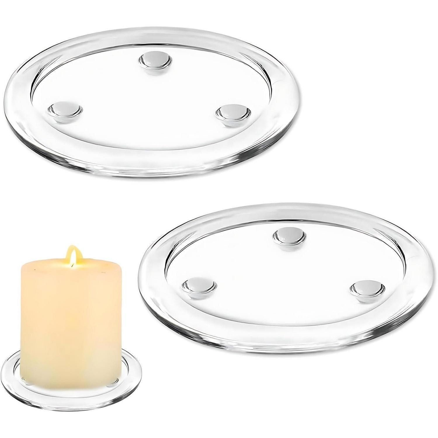 LuxusKollektion Kerzentablett Kerzenteller Glas 10cm 2er Set Transparent (2 St)
