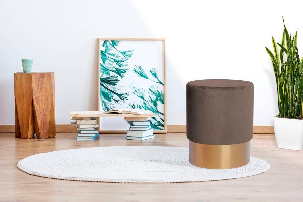 Kayoom Hocker Nano 110, Hocker in stilvollem Design, runde Form, mit Fuß aus Metall (1 St), Golz Akzente, mit pflegeleichtem Stoffbezug, runde Form