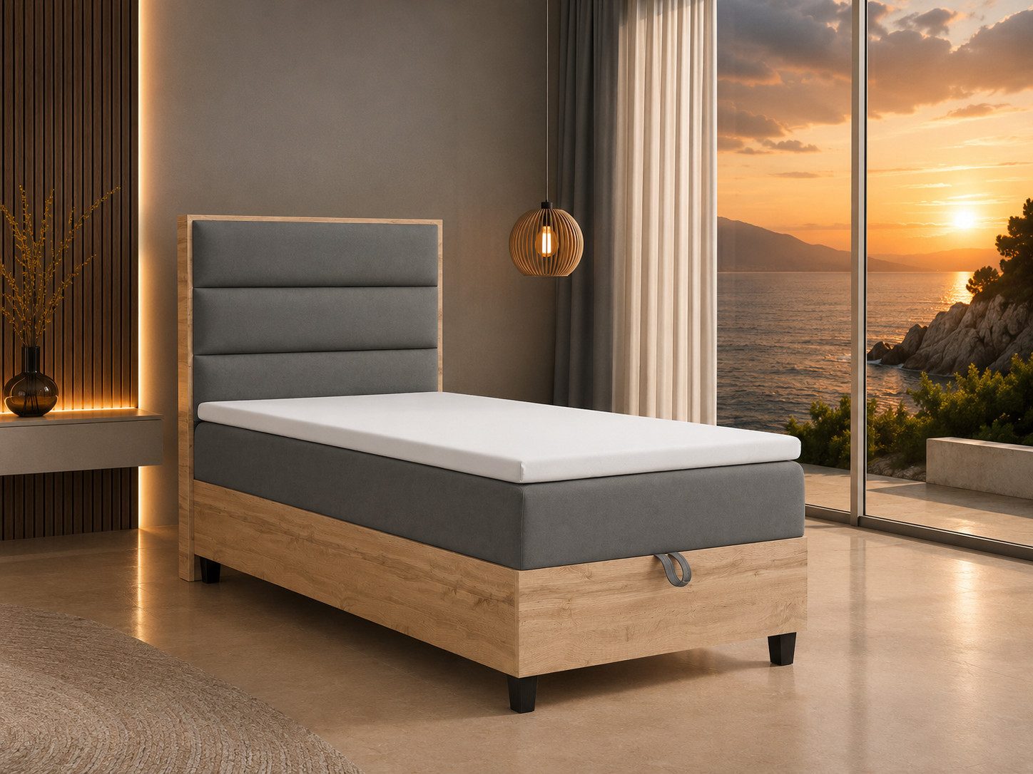 Best for Home Boxspringbett Trinity K-1 Einzelbett mit Bettkasten, Bett mit Komfort Topper T-5cm (Bett, Polsterbett mit Stauraum, Jugendbett, Kinderbett versch. Größen, 4-St., 70x200 80x200 90x200 100x200 cm), Verschiedene Liefermöglichkeiten, TOP Preis-Leistungs-Verhältnis