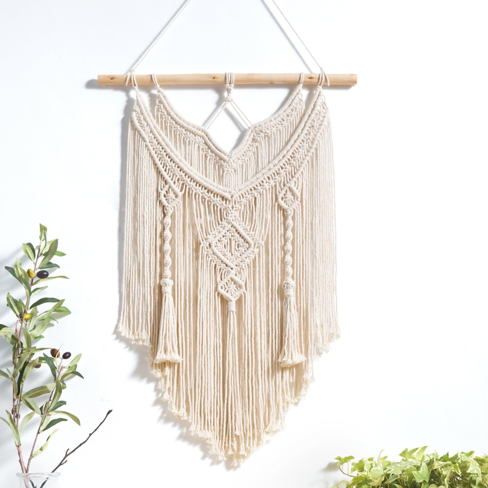 Agger Hängedekoration Makramee Wandbehang Boho Deko Chic Treibholz Wandteppich Gewebte, Wanddeko Indie Room Apartment Schlafzimmer Geschenke