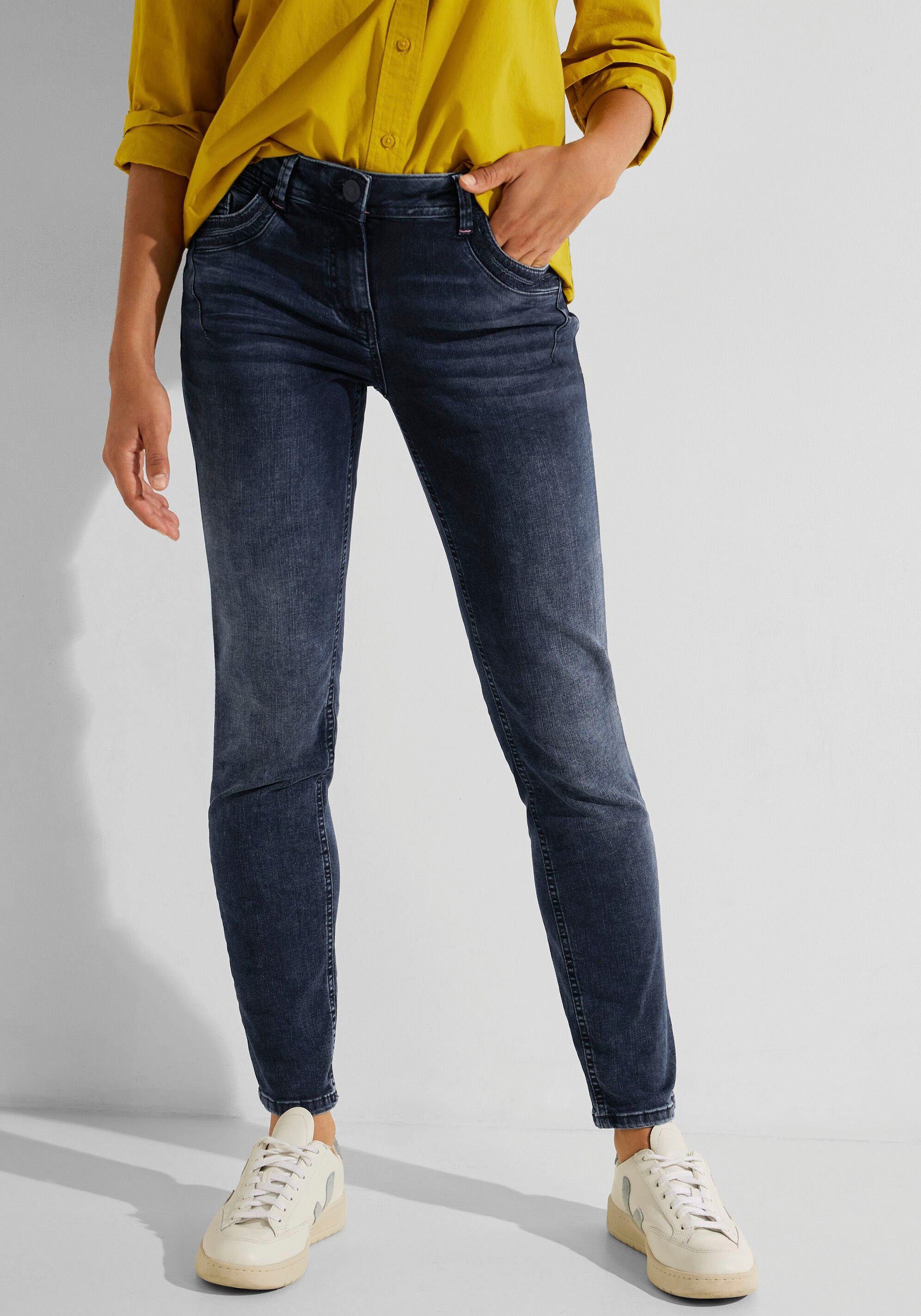 Cecil 5-Pocket-Jeans mit und Pailletten, Casual Fit Leibhöhe normaler Beinen schmalen mit