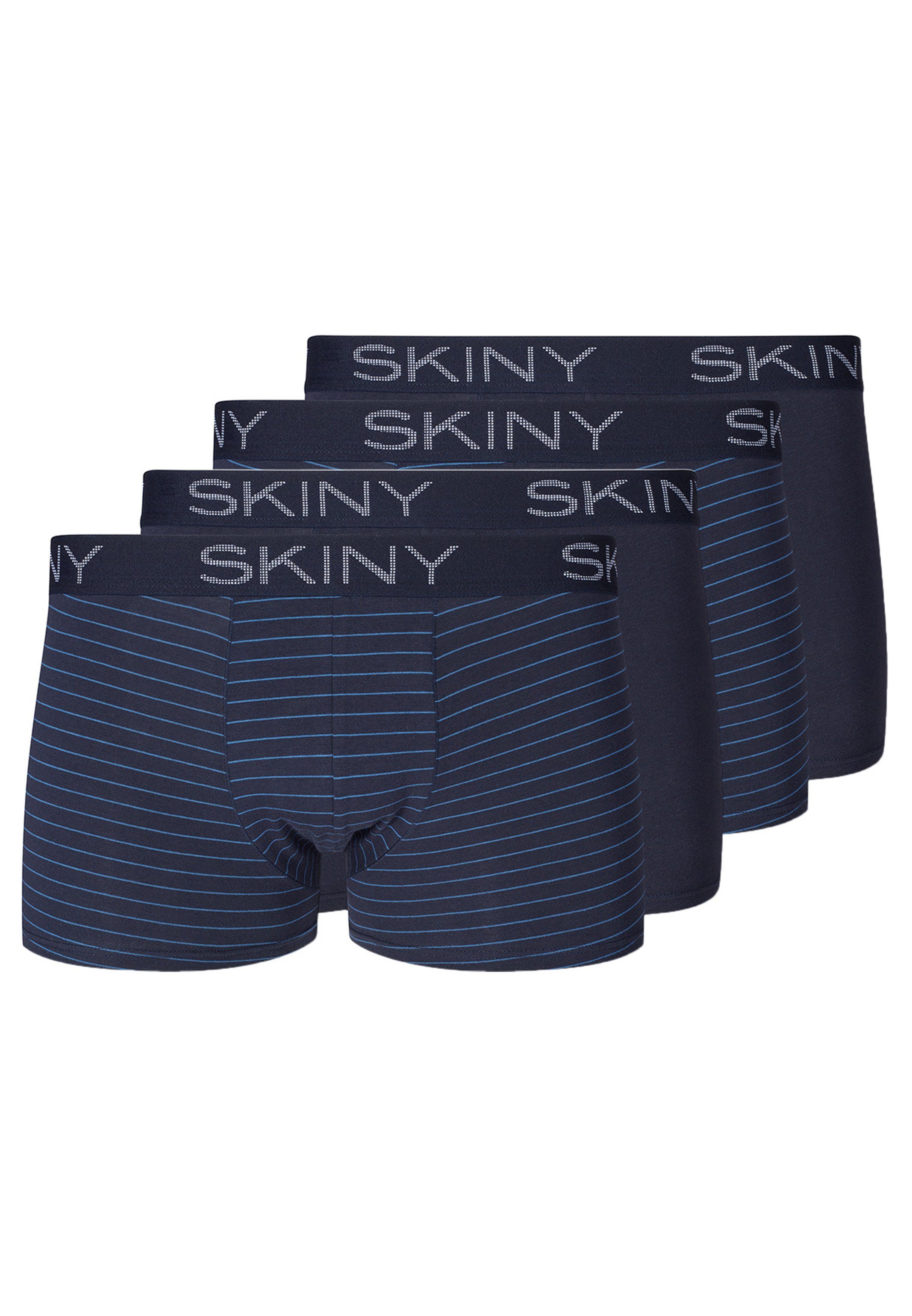 Skiny Retro Boxer 4er 4-St) Passform Selection Baumwolle Pant Eingriff (Spar-Set, - Retro / Körpernaher Pack - Short Cotton - Stripe Ohne