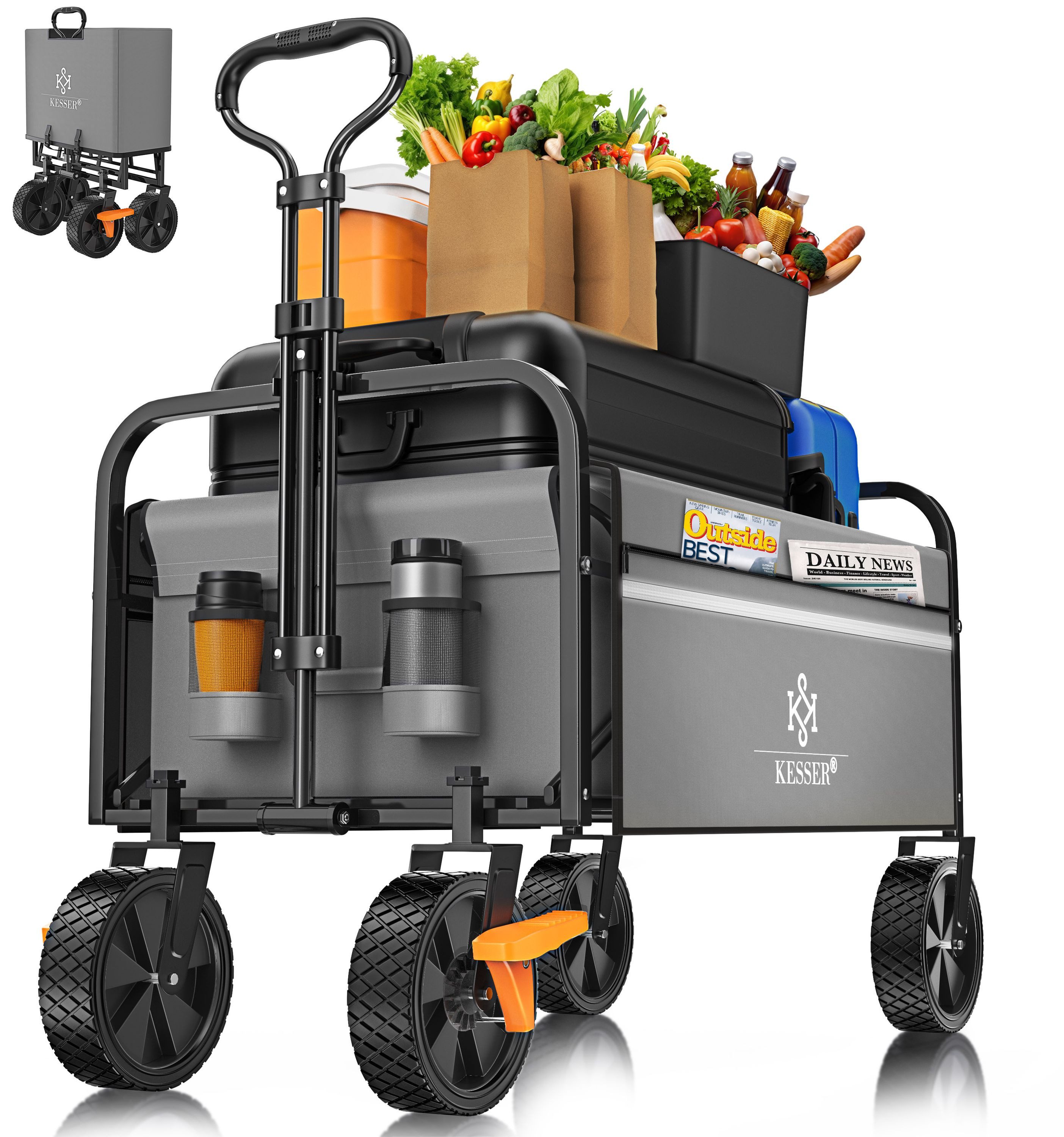 KESSER Bollerwagen, Bollerwagen faltbar Handwagen Transportkarre Gerätewagen max. 150kg