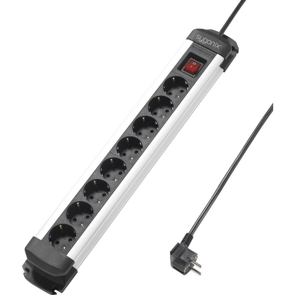 Sygonix 8-fach-Steckdosenleiste mit Aluprofil SY-4538258 Steckdosenleiste, mit Schalter