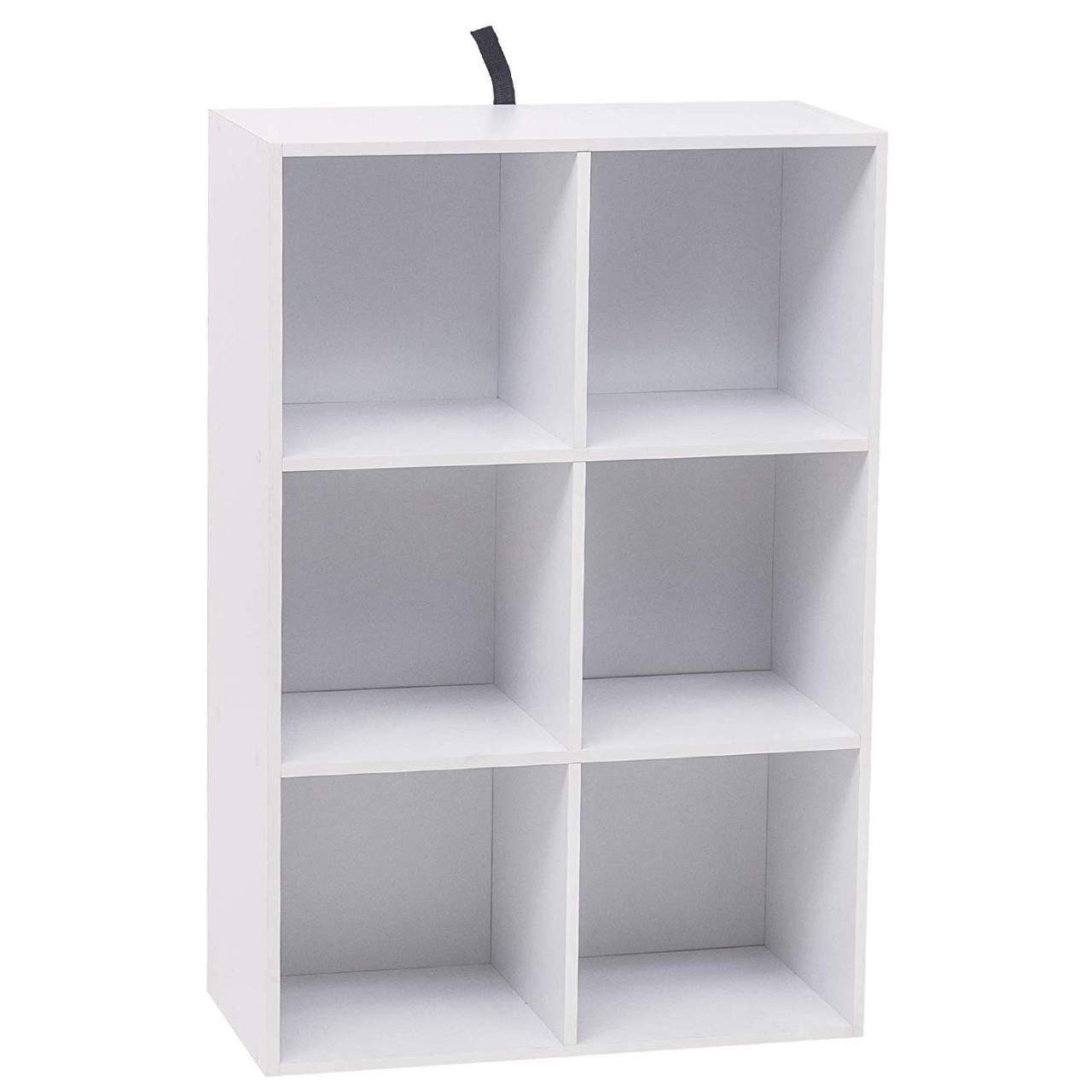 Woltu Bücherregal, 1-tlg., Würfelregal 6 Fächer aus MDF 60x30x89 cm Weiß