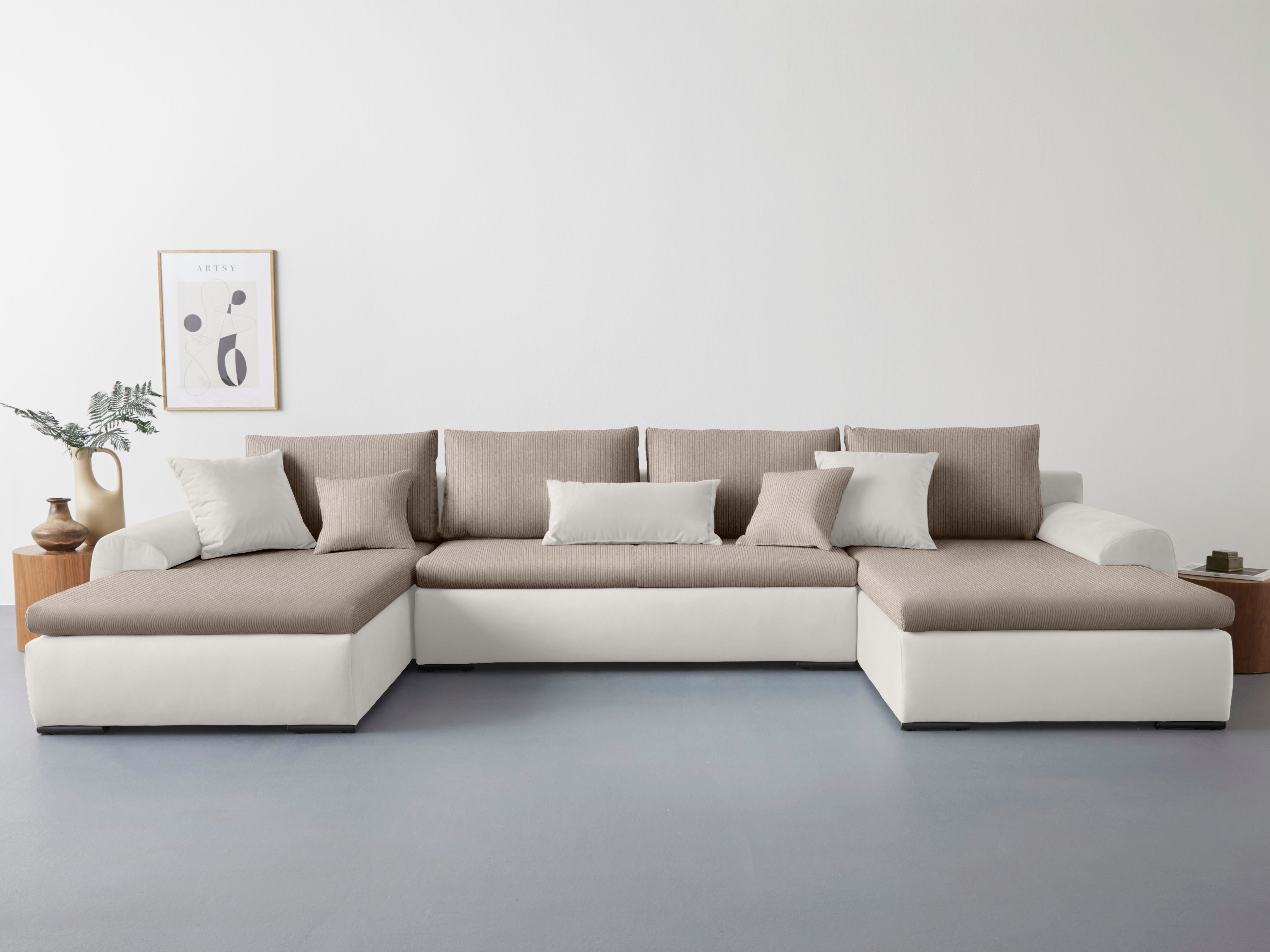 Home affaire Wohnlandschaft Win U-Form, B: 366 cm - OTTO. Verlässliche Qualität., Schlaffunktion, Bettkasten & 5 Zierkissen