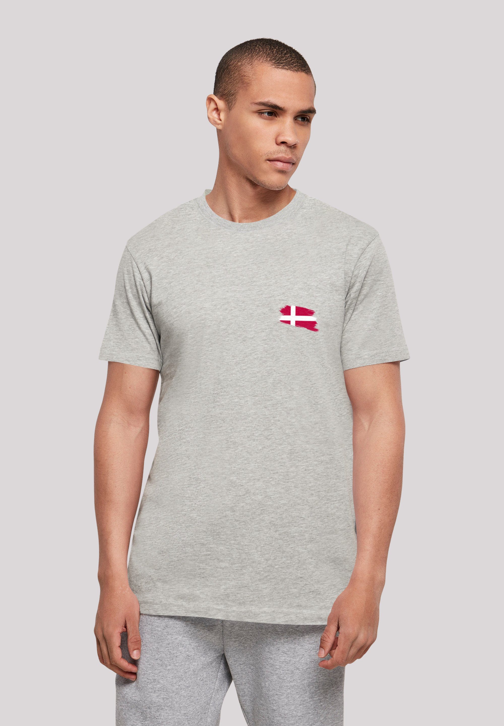 F4NT4STIC T-Shirt Dänemark Flagge Denmark Print heather grey