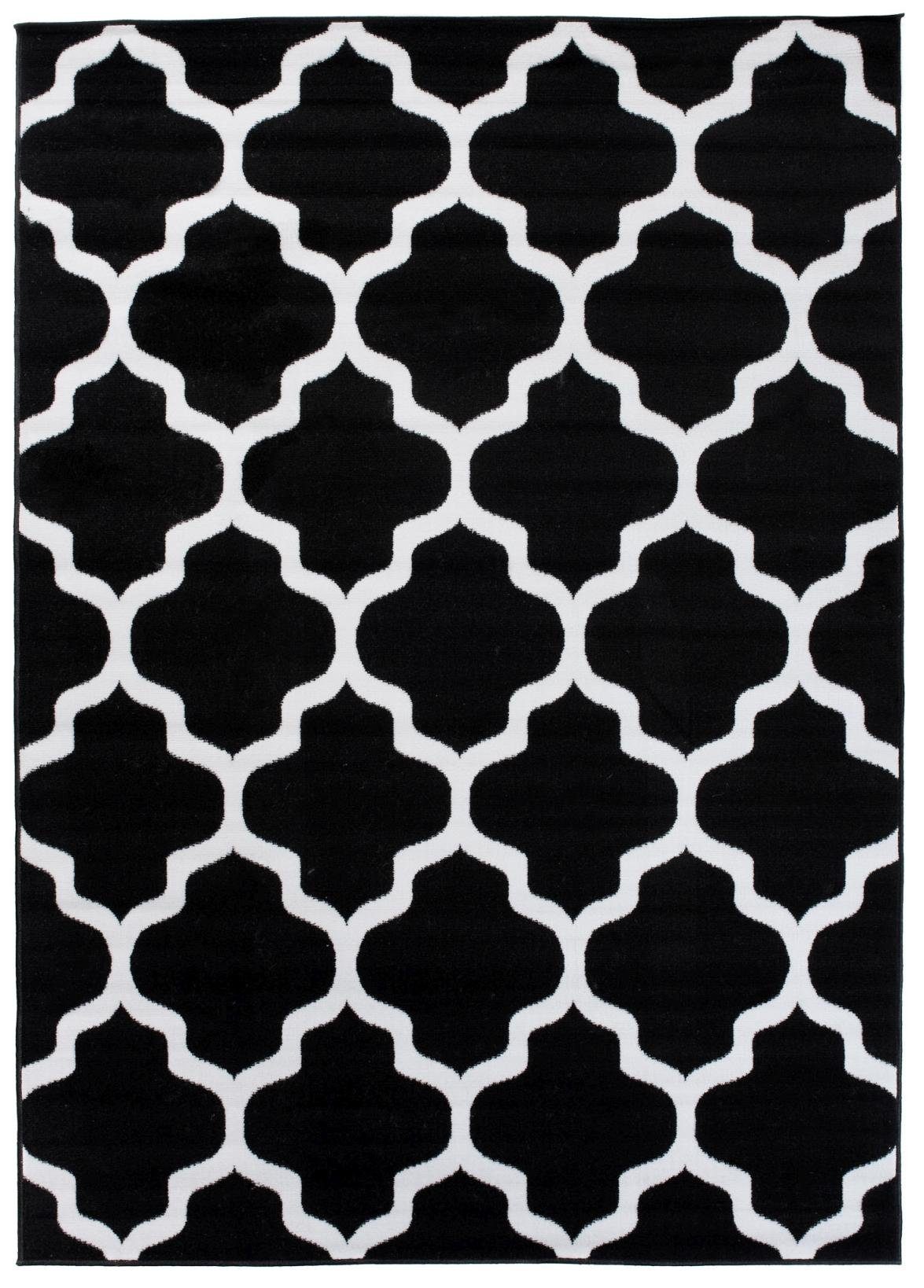 Sonderangebot Designteppich Modern Teppich Geometrische Muster Geeignet Kurzflor - für Fußbodenheizung, x 7 mm, Kurzflor, weiß Höhe cm, Mazovia, 140 70 schwarz