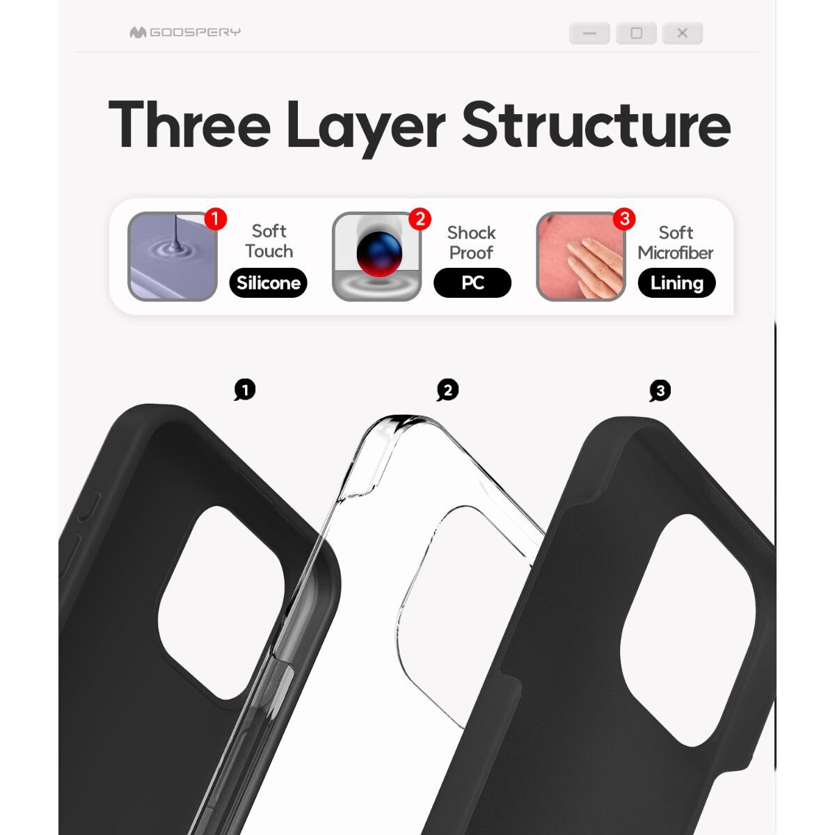 Mercury Handyhülle Silikon Kompatibel mit iPhone 18 Pro / 17 Pro Schwarz 6,3, Mikrofaserfutter und matte griffige Oberfläche – Bild 3 von 4