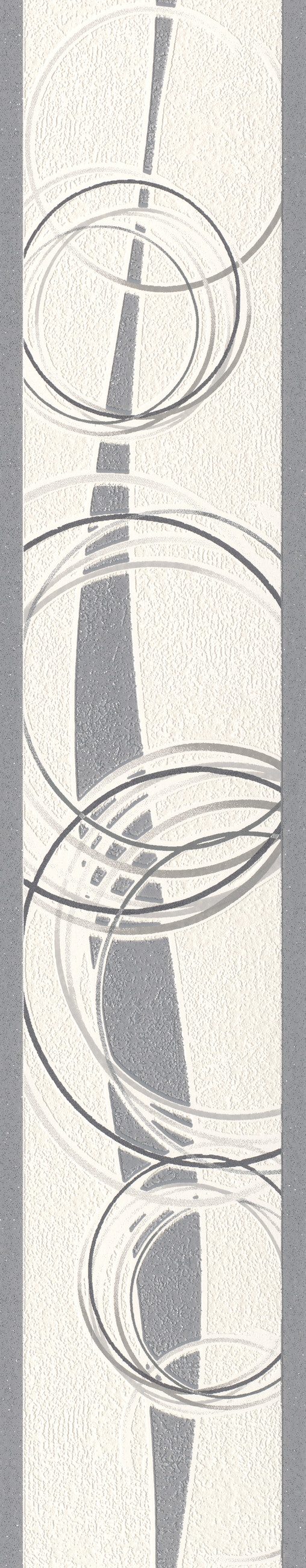 Rasch Papiertapete Bordüre aus Papier mit Wellen und Kreisen in Grau, strukturiert, (1 Rolle, 1 St., 5 m x 0,125 m), Lichtbeständige Farben - Feucht abwischbar