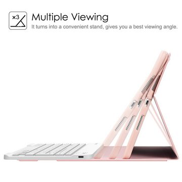 Fintie Tablet-Hülle mit Tastatur für iPad Air 10.5" 2019 (3. Gen) / iPad Pro 10.5" 2017, TPU Rückseite mit Stifthalter, magnetisch Abnehmbarer QWERTZ Tastatur