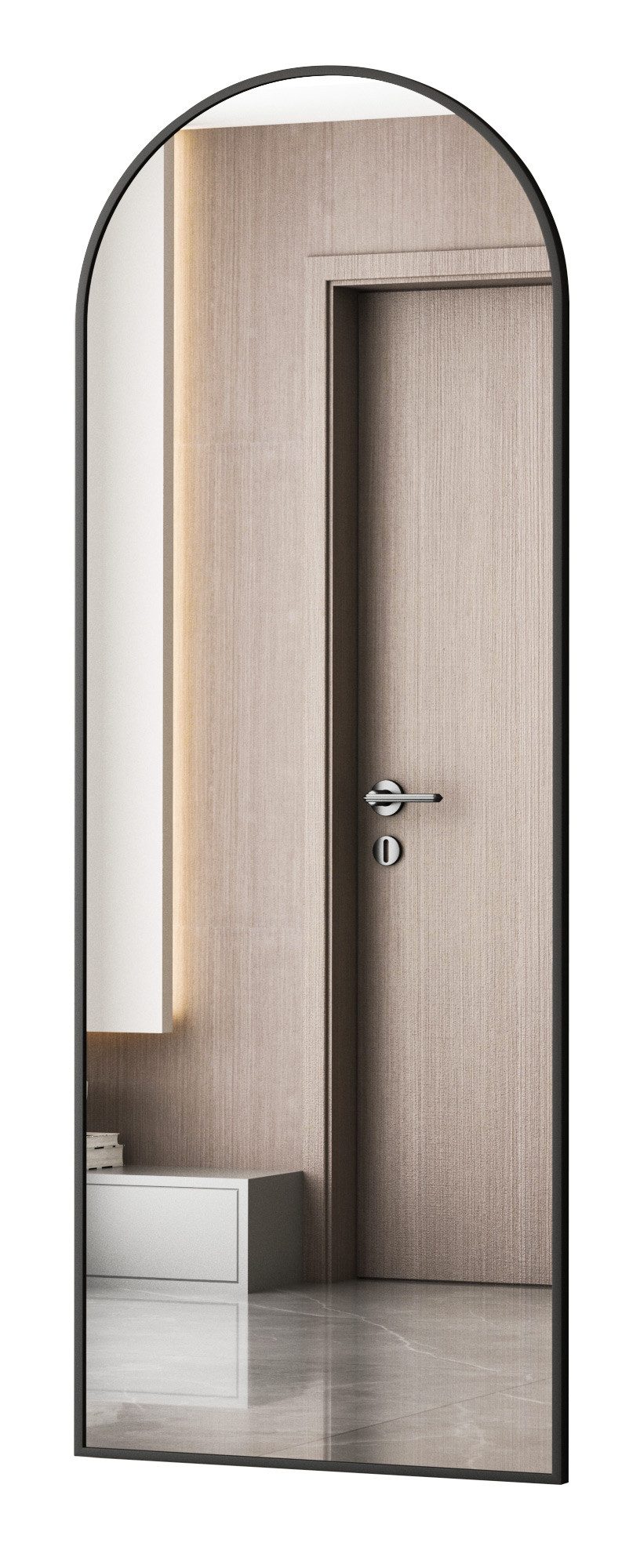 Standspiegel groß 150x50 Ganzkörperspiegel Gold Schwarz Metall Alu Rahmen