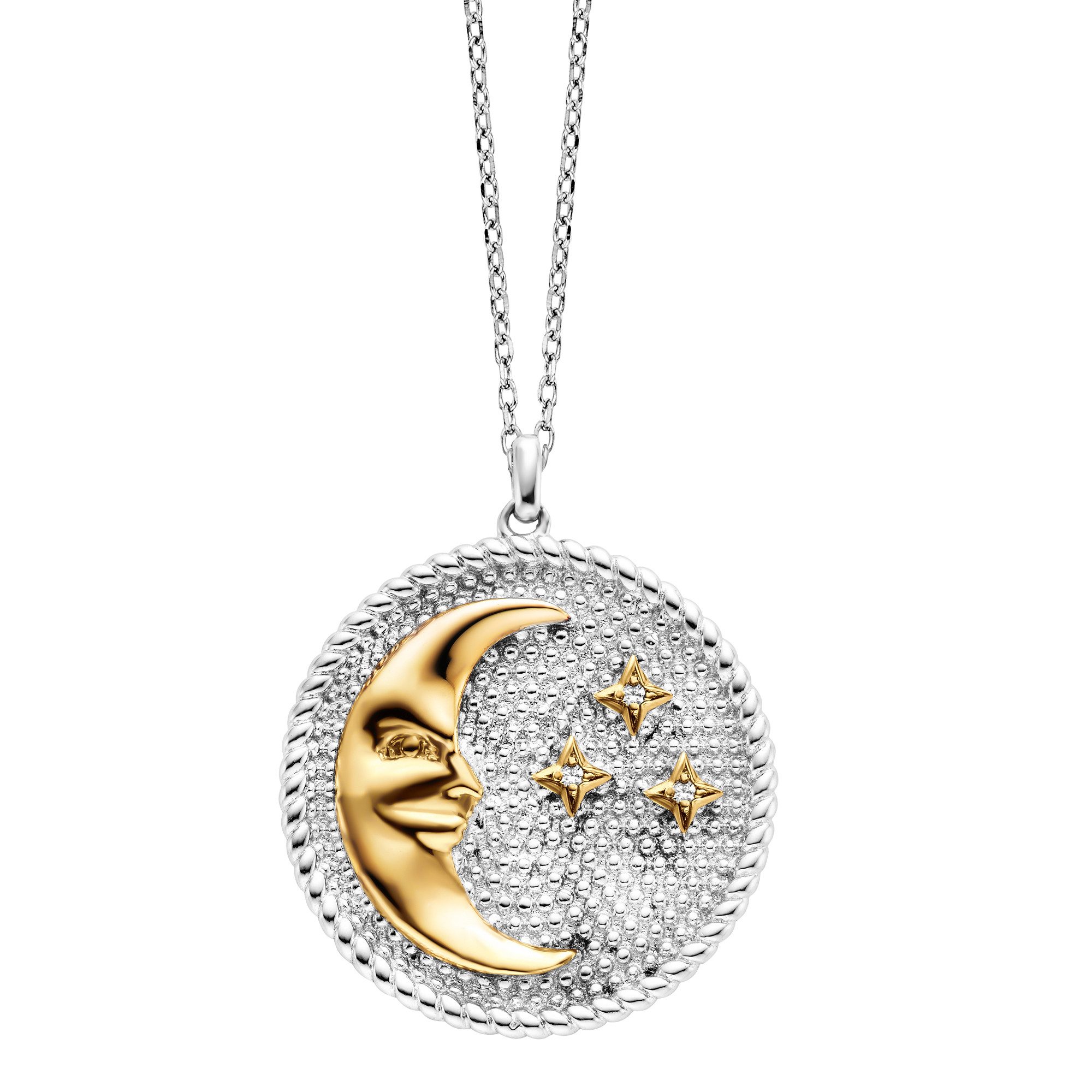 Julie Julsen Kette mit Anhänger 925 Silber rhodiniert teils vergoldet Moonstars