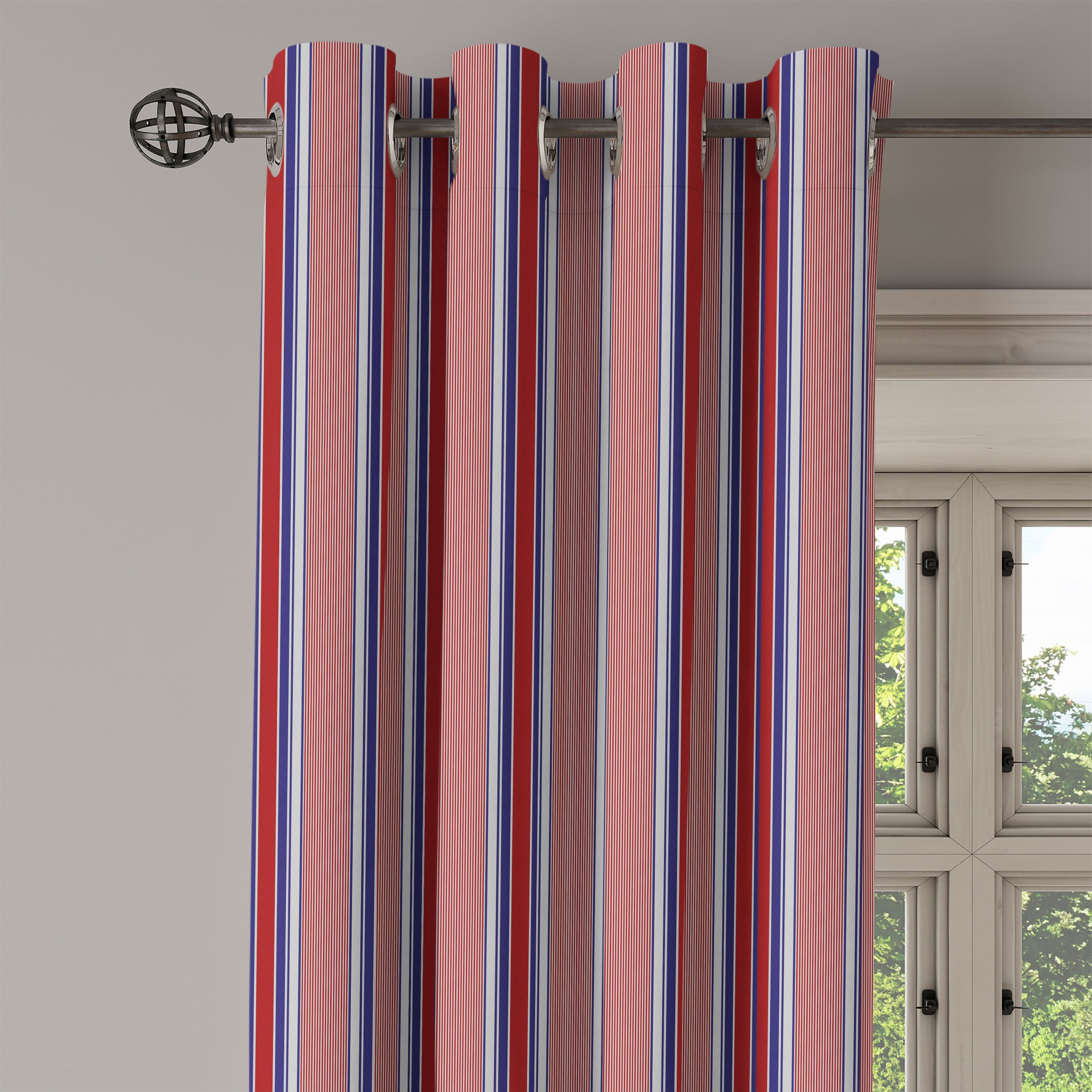 Streifen Vertikale Barcode-Linien Wohnzimmer, 2-Panel-Fenstervorhänge Abakuhaus, Gardine für Dekorative Schlafzimmer