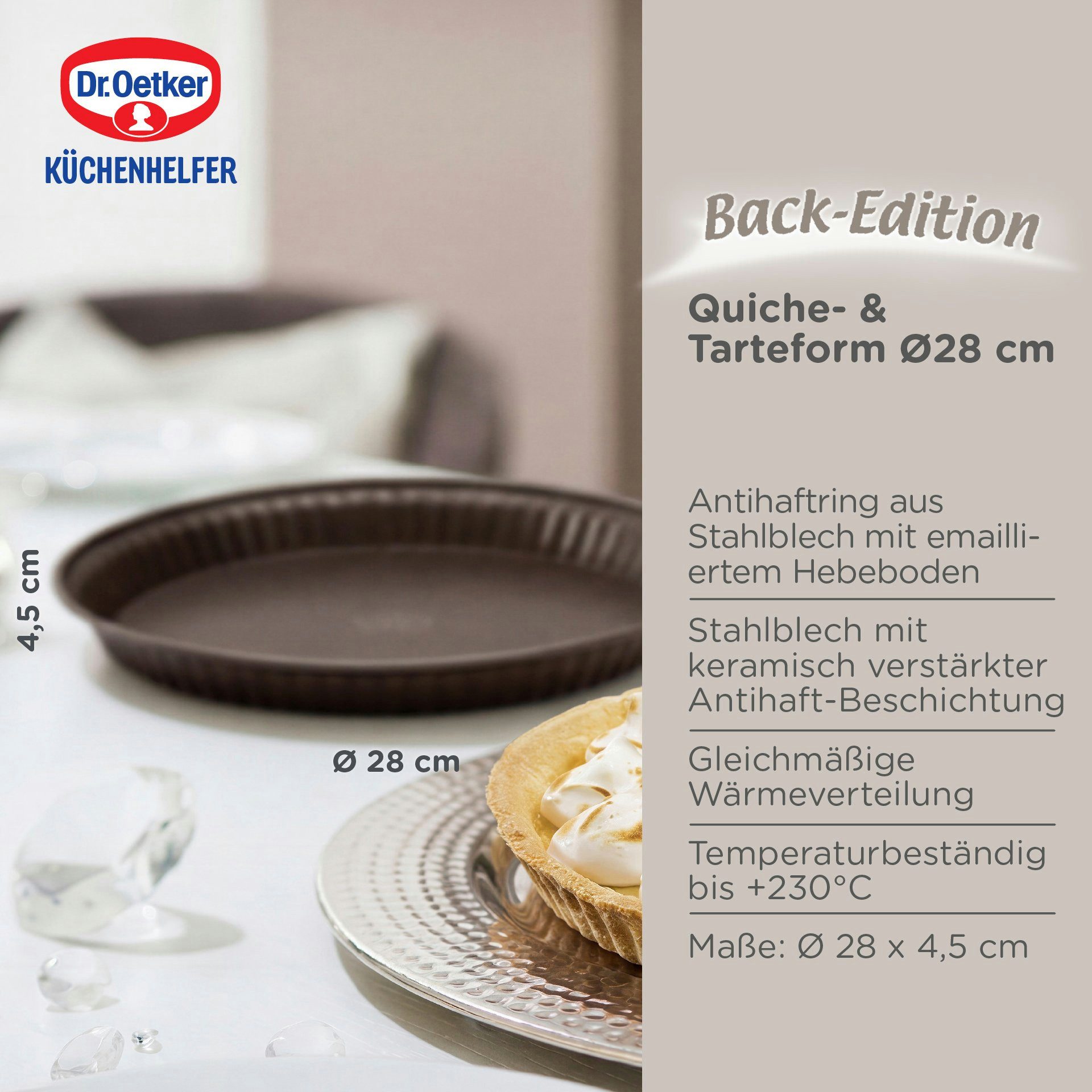 Dr. Oetker Küchenhelfer Tarteform Tarte-/Quicheform mit Emaille-Hebeboden – Bild 4 von 5