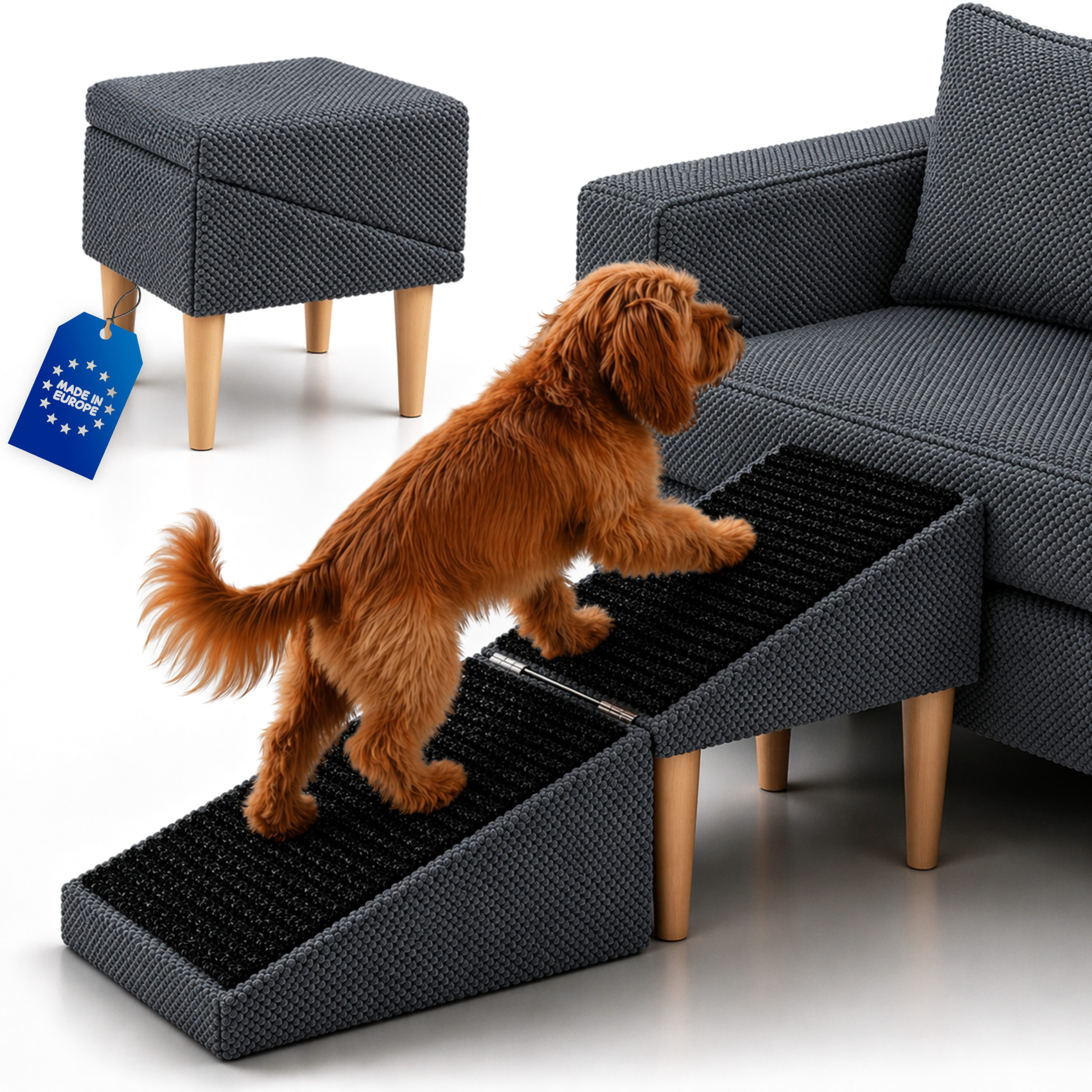 Outentin Haustiertreppe Hundetreppe klappbar mit Polster - Hunderampe Sofa Bett Katze (100 kg Belastbarkeit 2-in-1 Funktion 72x36x36 cm, 16 Farben, 1-St., Rutschfeste Oberfläche, Gelenkschonend, Pflegeleicht, Für Innenbereich)