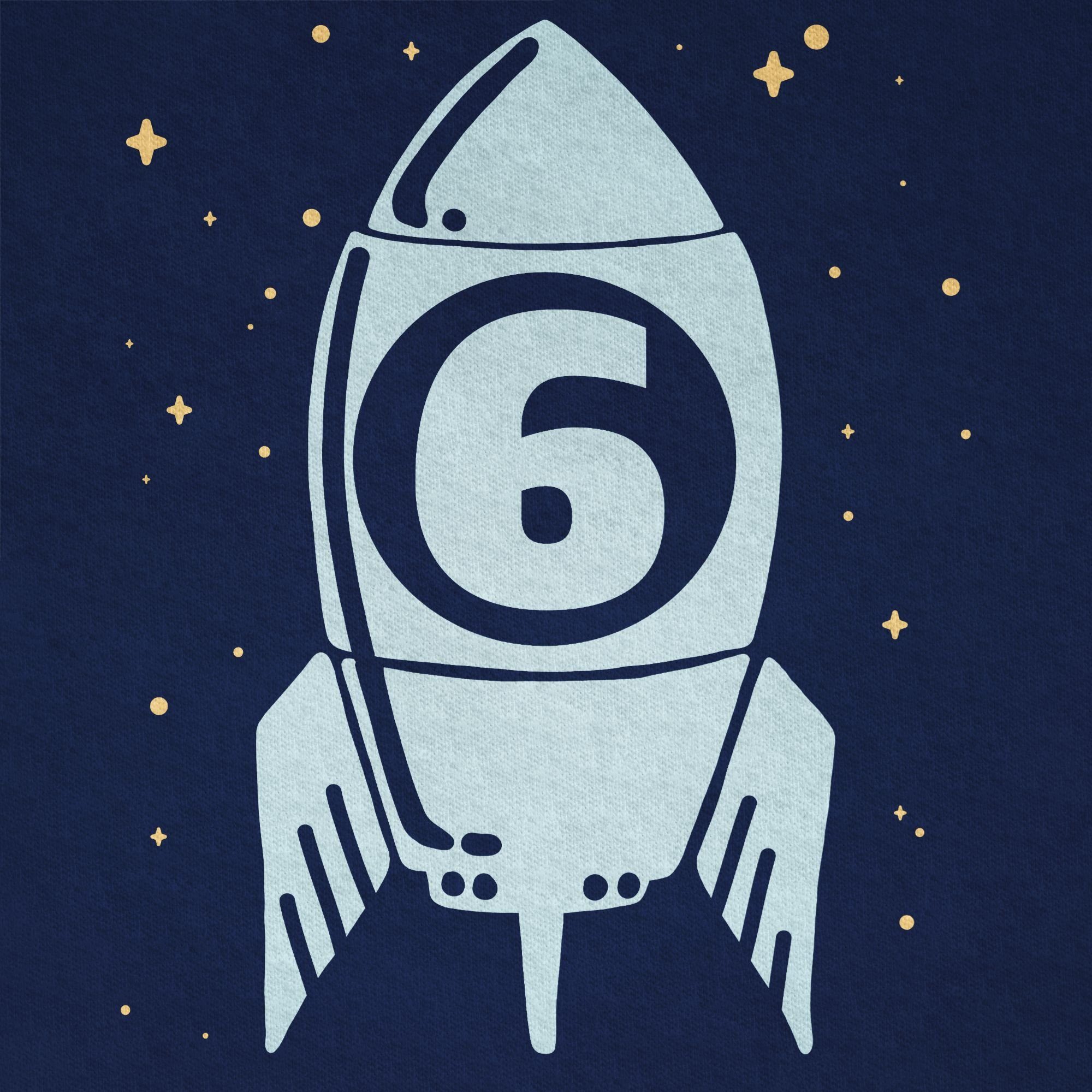 Shirtracer T-Shirt Rakete mit Sternen Geburtstag Sechs 6. 2 blau Dunkelblau
