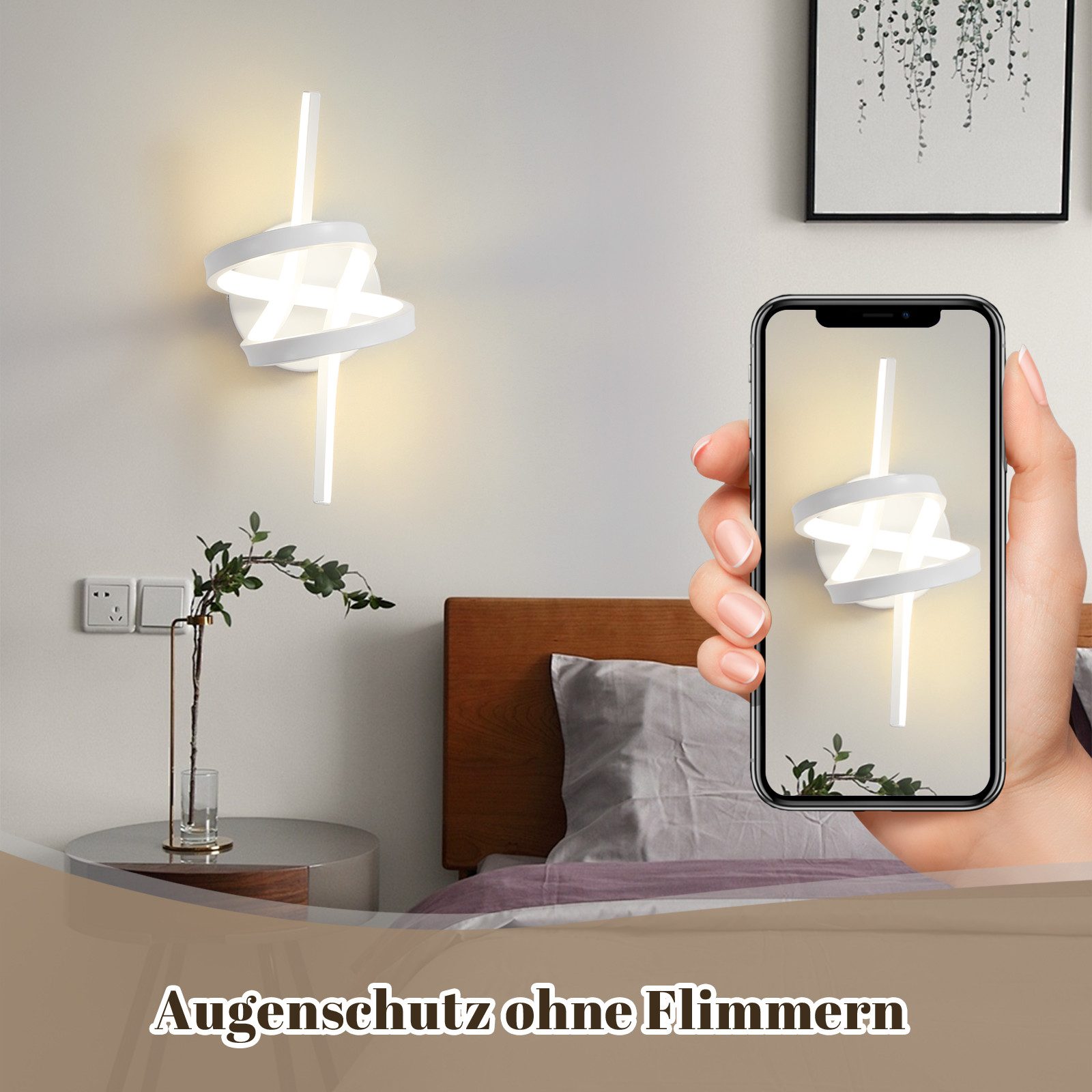 Glitzerlife Wandlampe Led Wandleuchte Innen Weiß - Wand Lampe Für Treppenhaus Flur Wohnzimmer Schlafzimmer Badezimmer 7W Modernes Design Wandleuchten Warmweiß 3000K_voghion.com