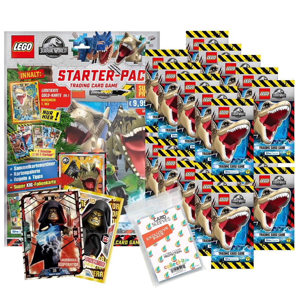 Star Wars Sammelkarte LEGO Jurassic World Serie 2 1 Starter + 20 Booster + collect-it Hüllen